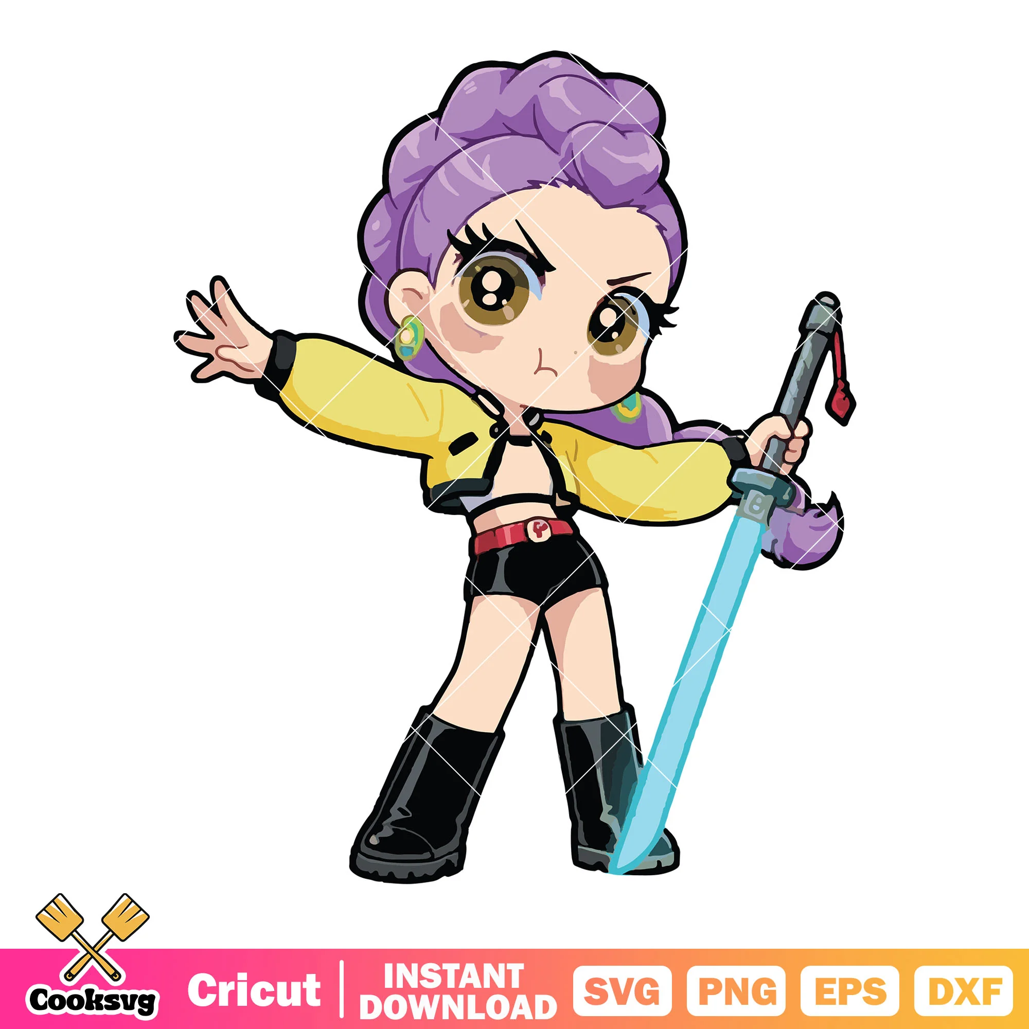 Chibi rumi puffed cheeks svg, rumi huntrix svg, huntrix netflix svg