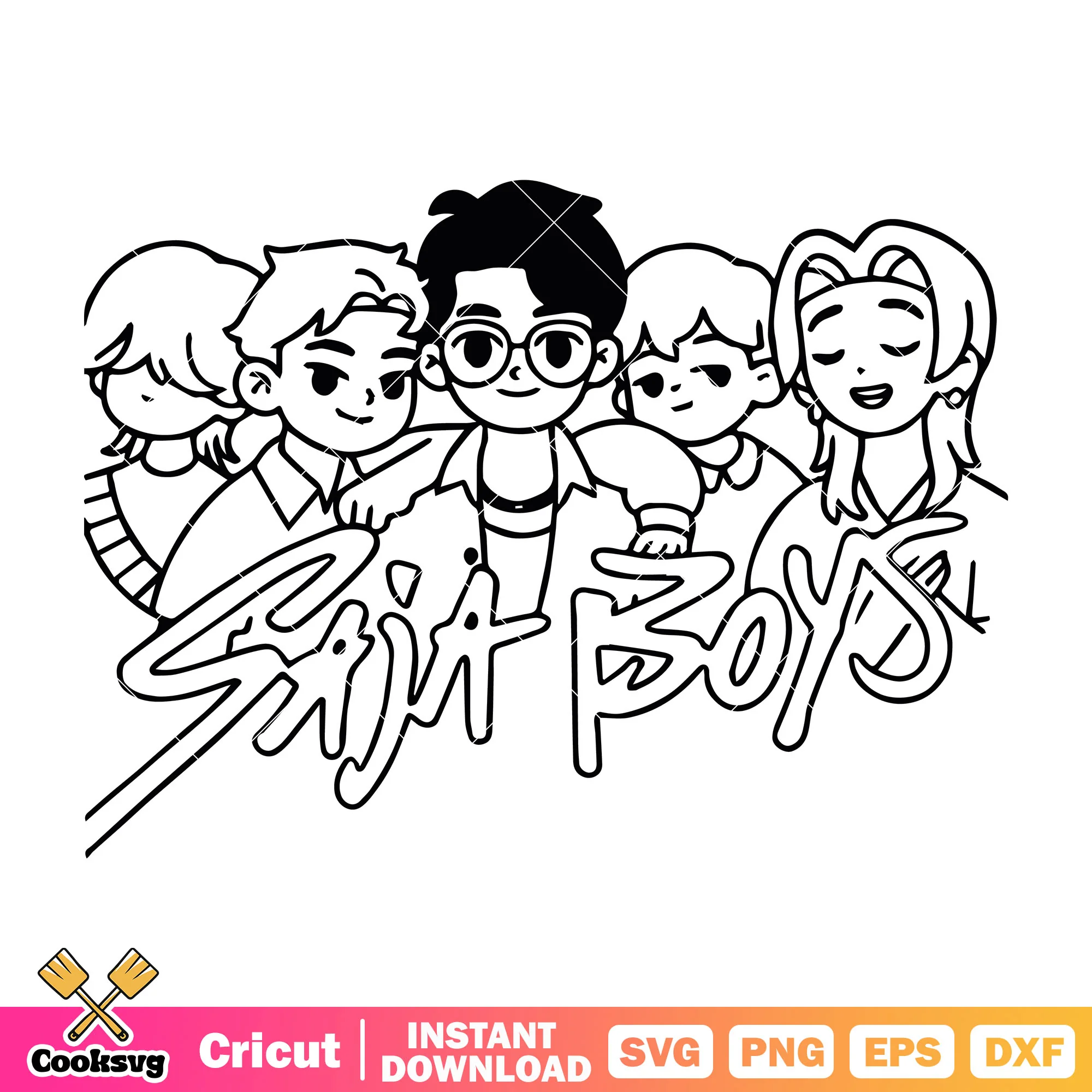 Chibi saja boys silhouette svg, cute saja boys svg, soda pop saja svg