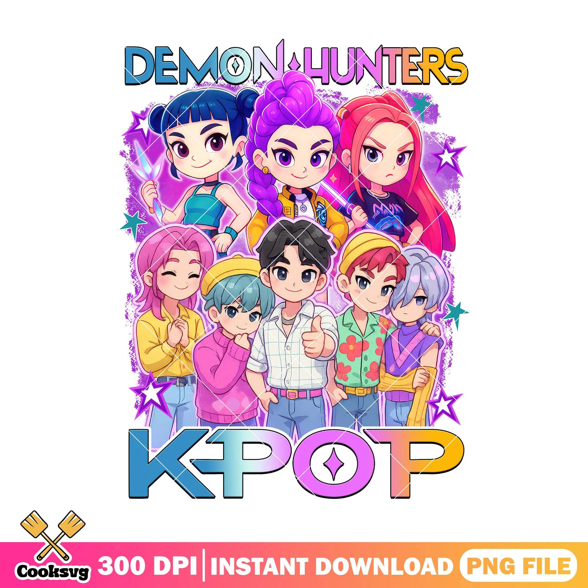 Chibi team demon hunters png, saja boys band png, huntrix band png