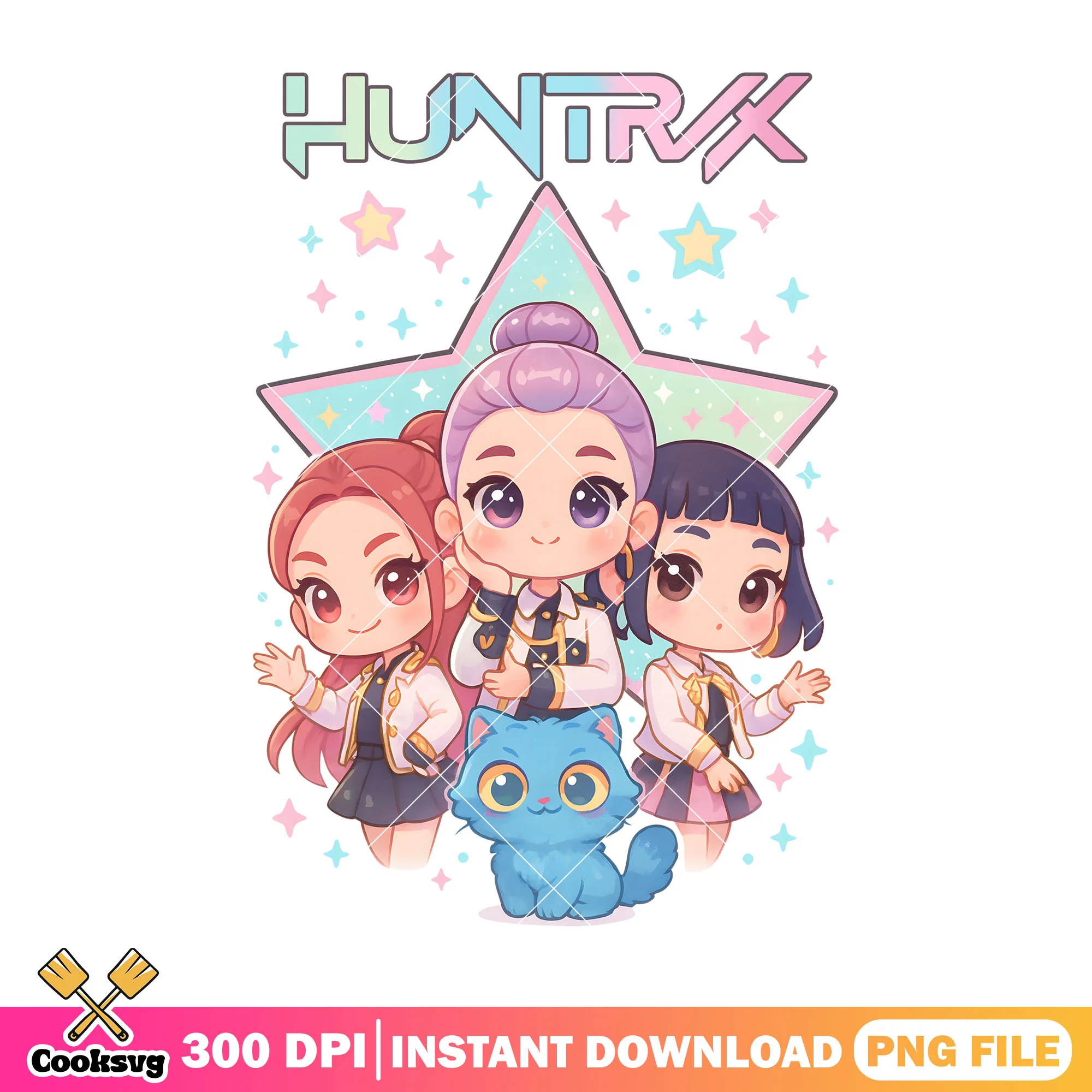 Chibi tiger x huntrix girl png, huntrix band png, derpy huntrix png