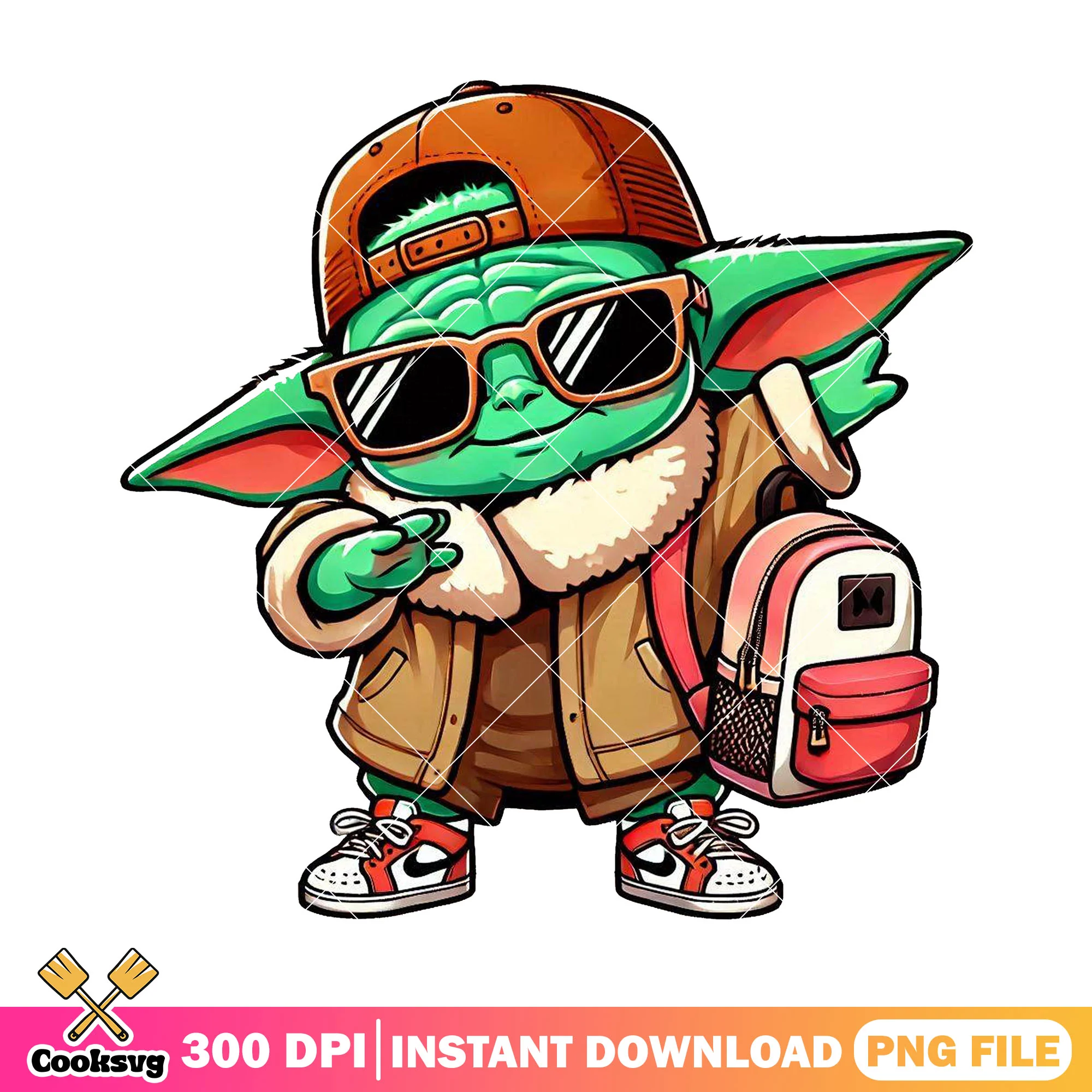 Chibi yoda going school png, go back to school png, star war comic png