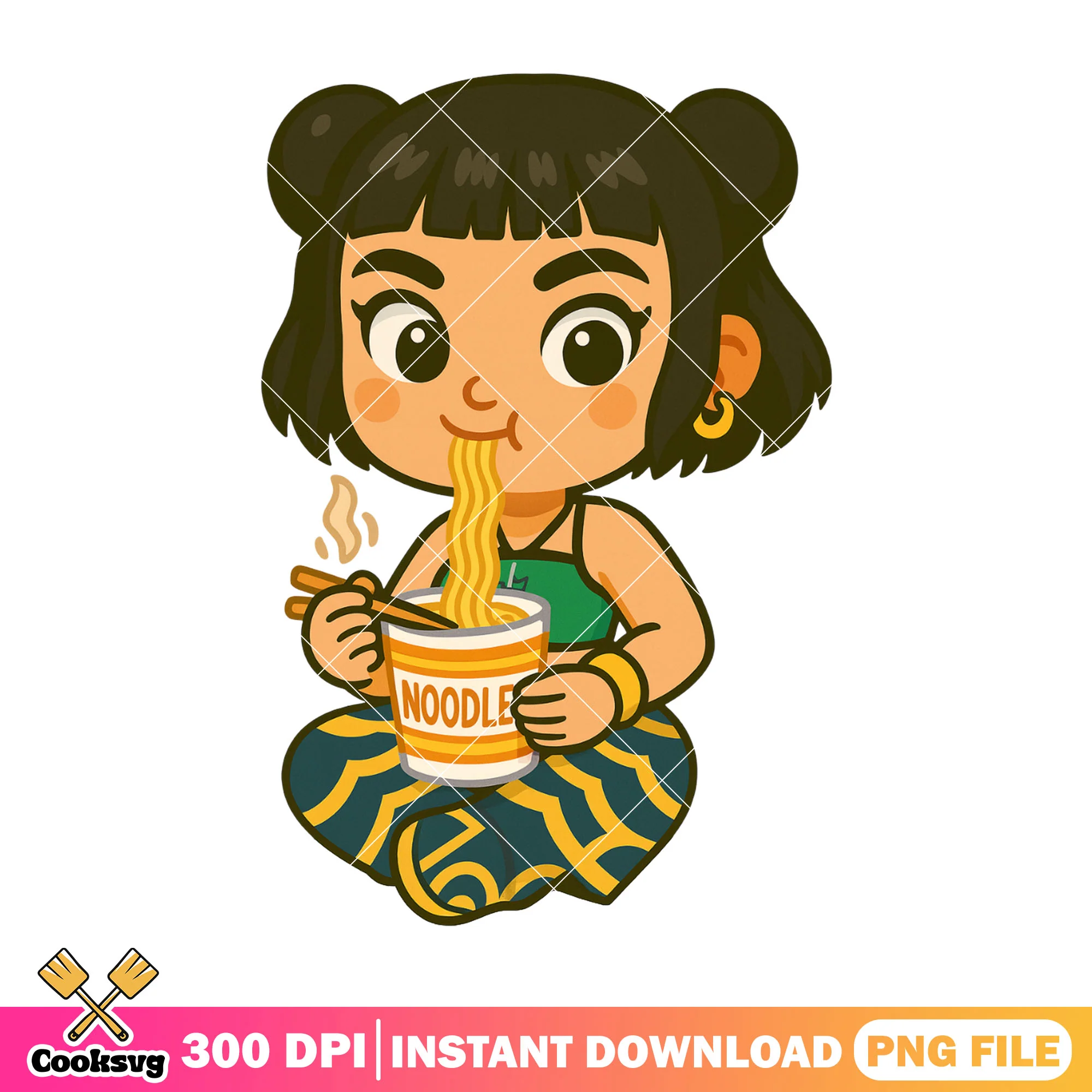 Chibi zoey noodle time png, huntrix ramyeon png, zoey huntrix png