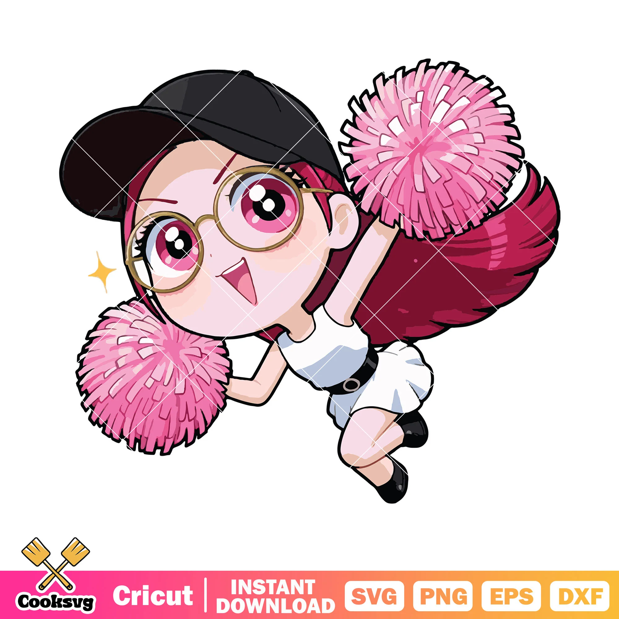 Chibimira cheerleading squad svg, kpop netflix svg, mira huntrix svg