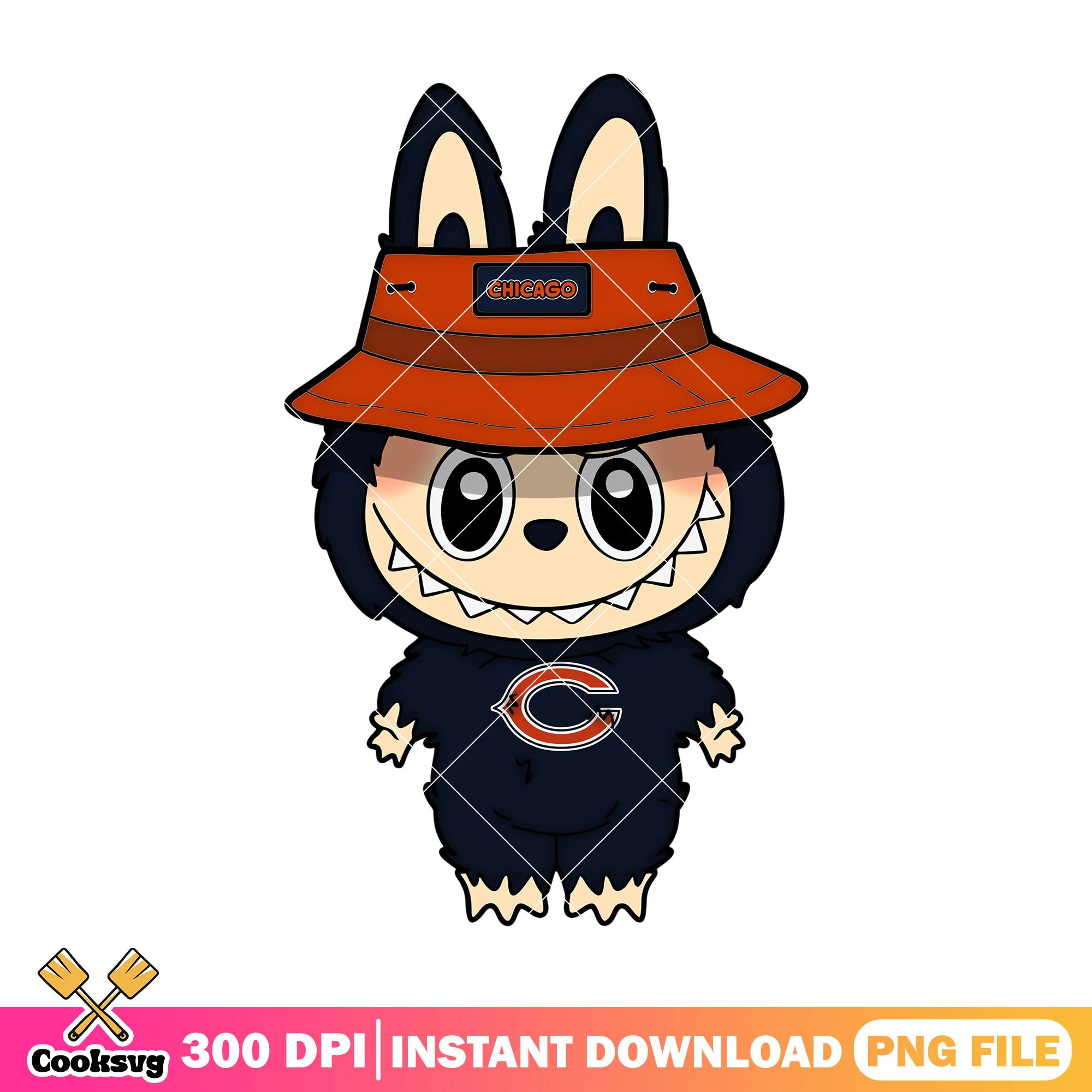 Chicago labubu baseball team png, labubu black png, labubu cartoon png