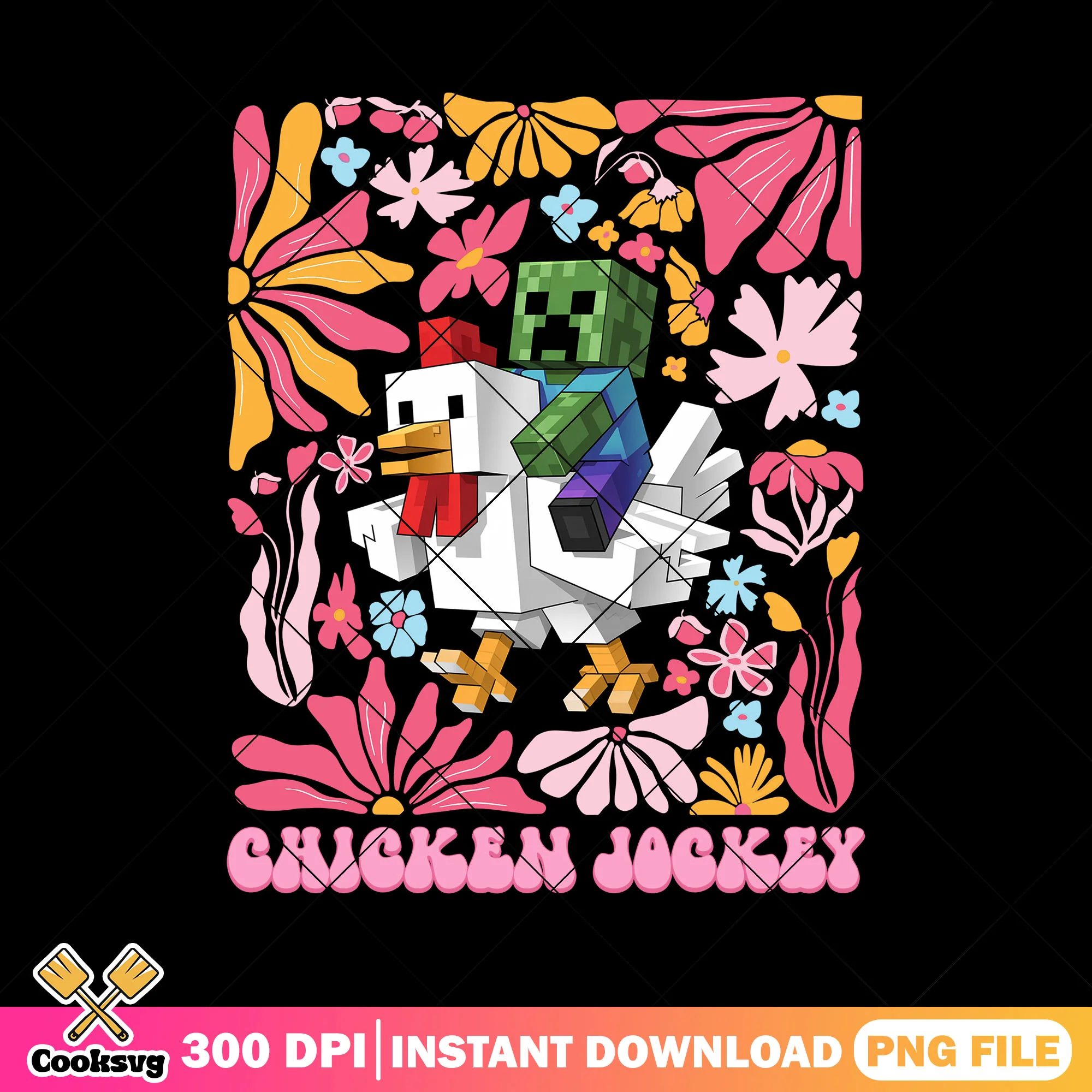 Chicken jockey flower minecraft png, chicken jokey png, minecraft game png