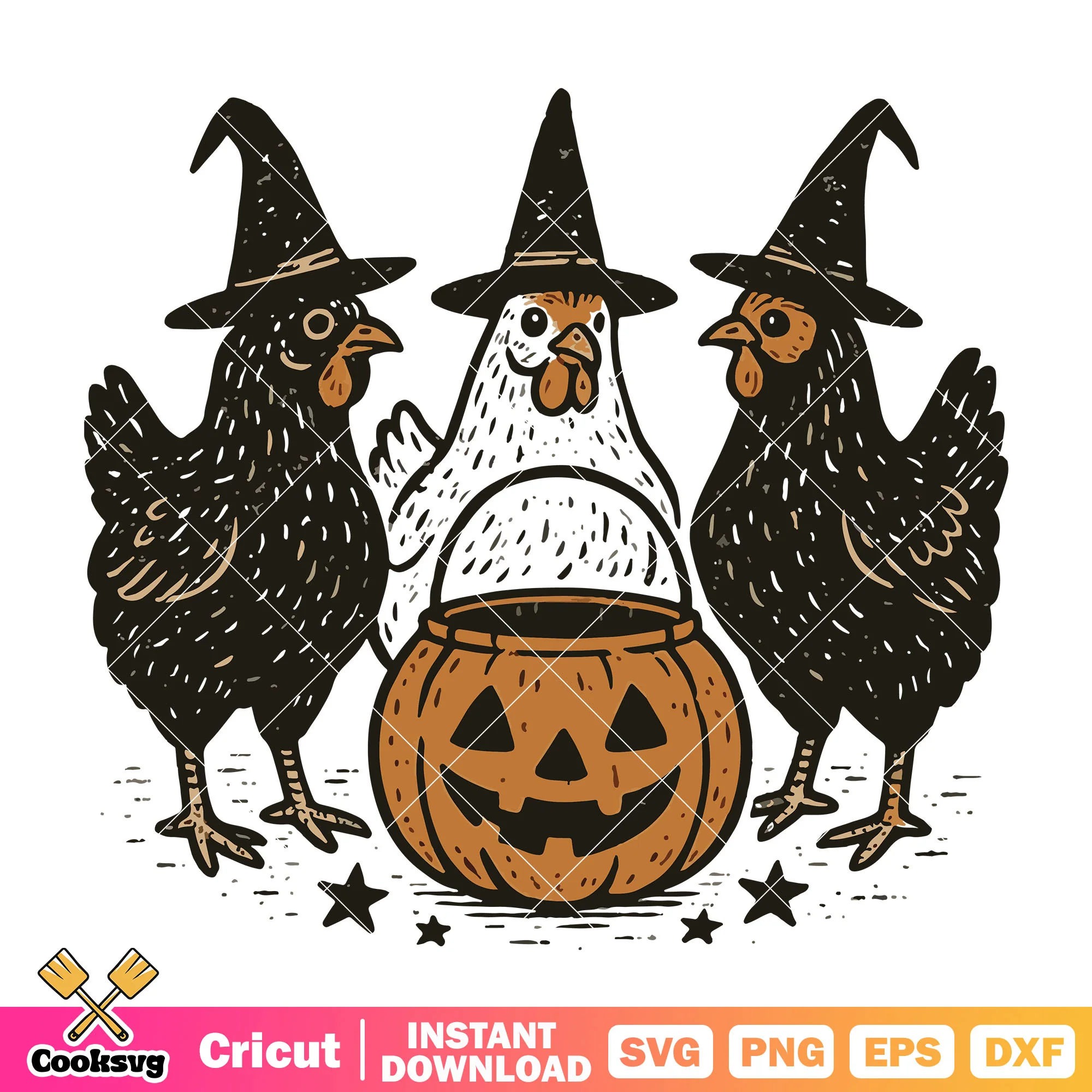 Chicken witch pumpkin svg, pumpkin halloween svg, chicken halloween svg