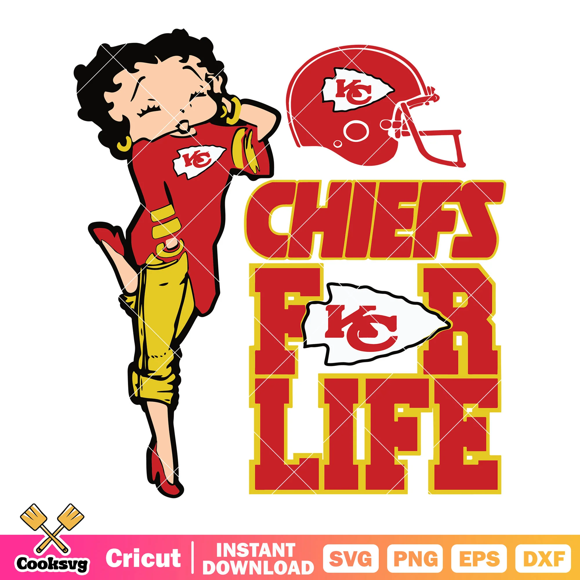 Chiefs for kc life cartoon svg, afc west svg, betty boop svg
