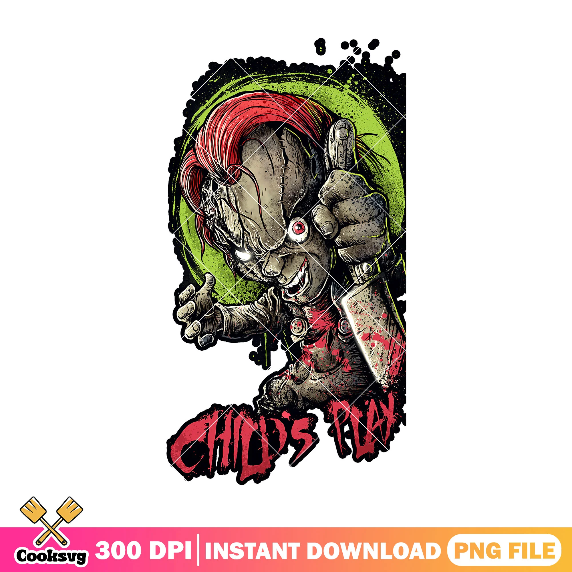 Child's play movie design png, chucky character png, halloween png