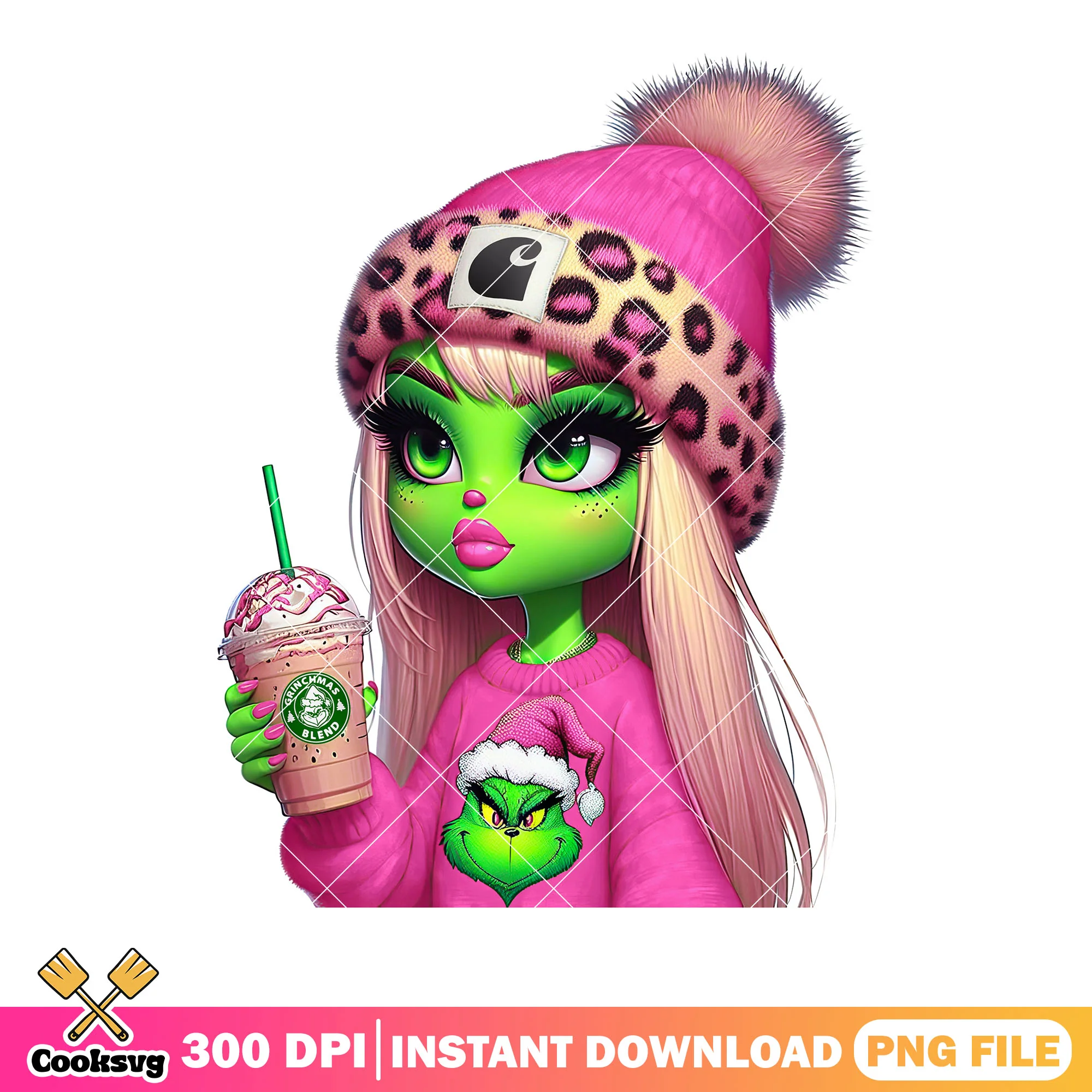 Chill christmas woman grinch png, xmas decorations png, the grinch png