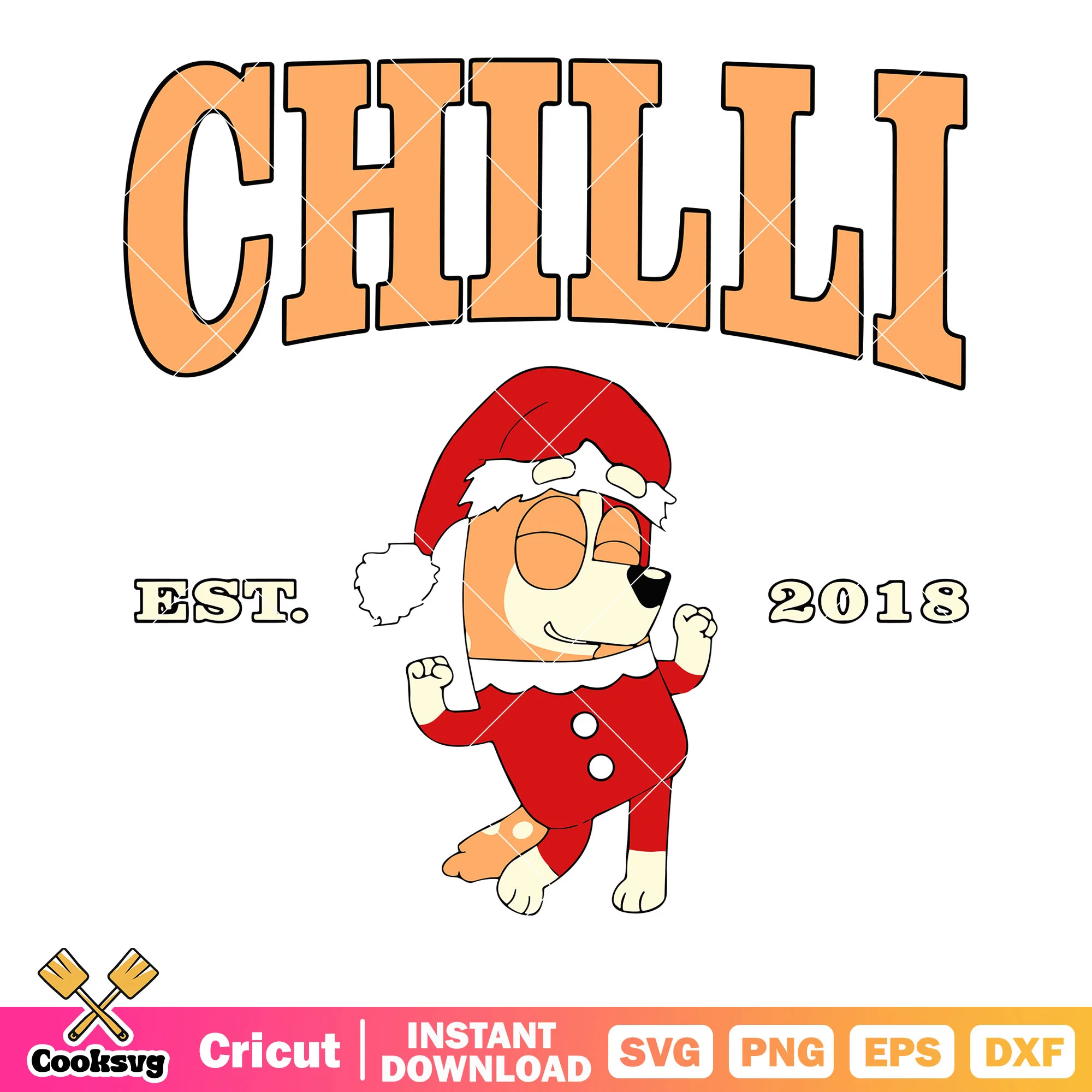 Chilli heeler est 2018 svg, santa claus costume icon svg