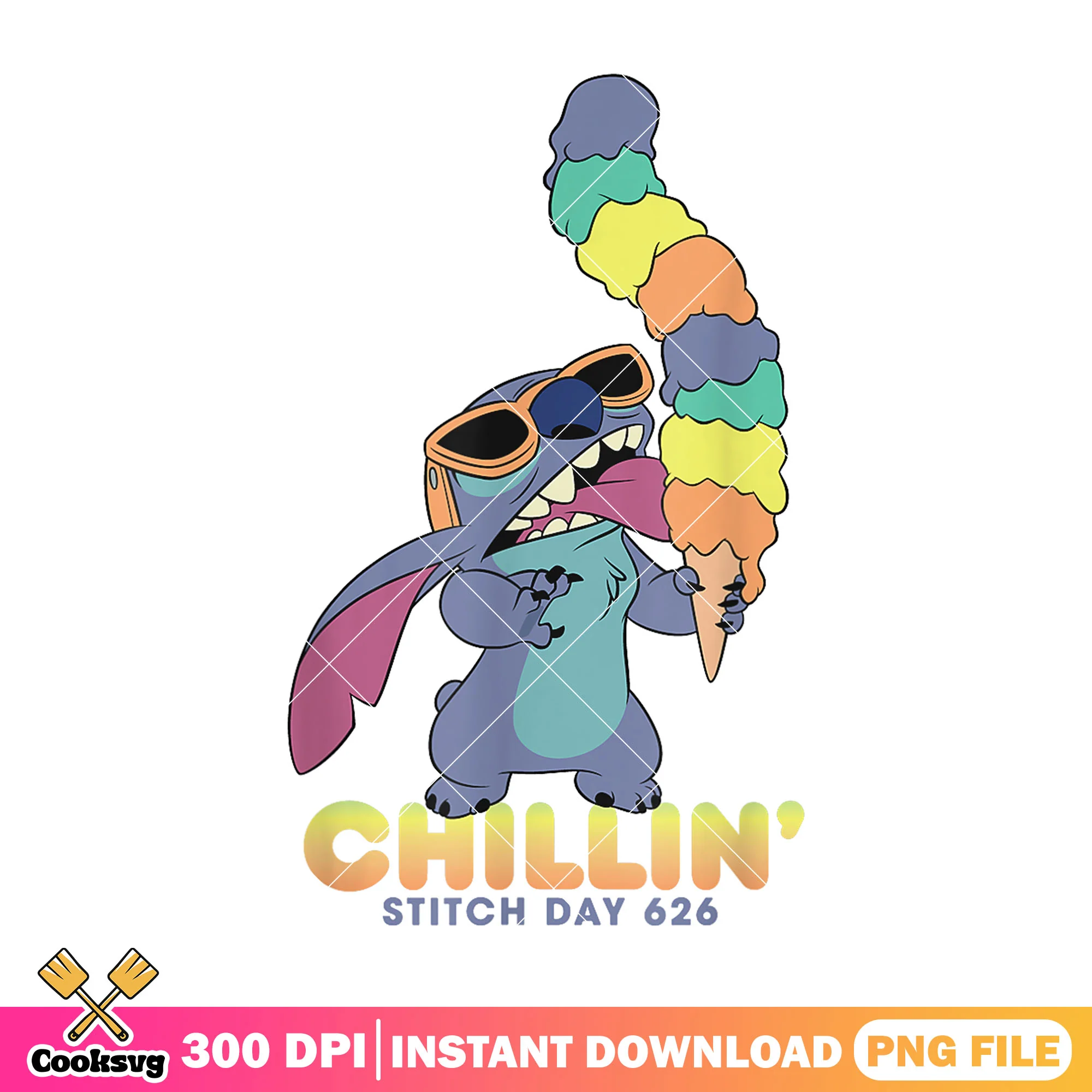 Chillin stitch day 626 design png, stitch day 626 png, stitch chill png