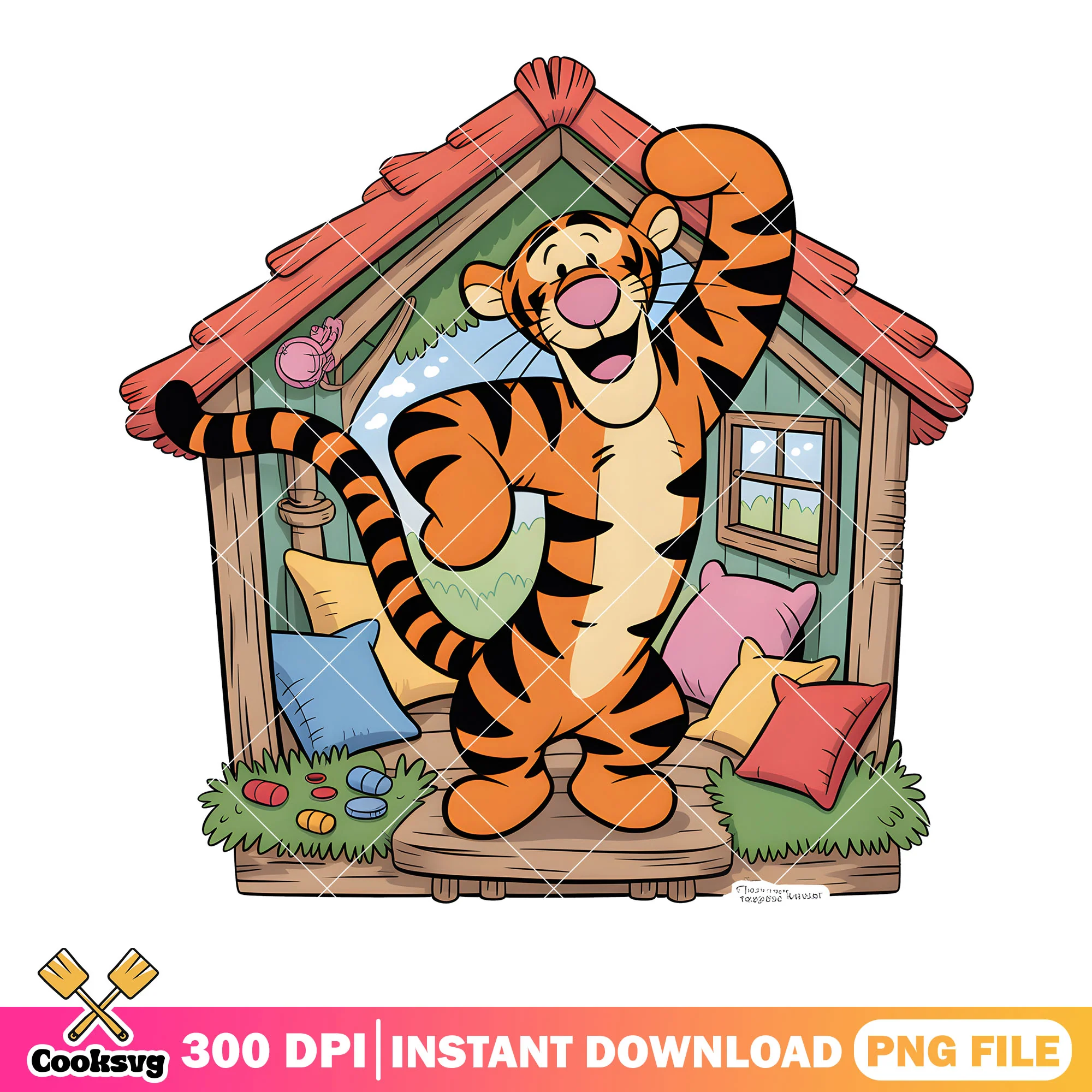 Chillinin tiger place png, disney tiger png, pooh poster png