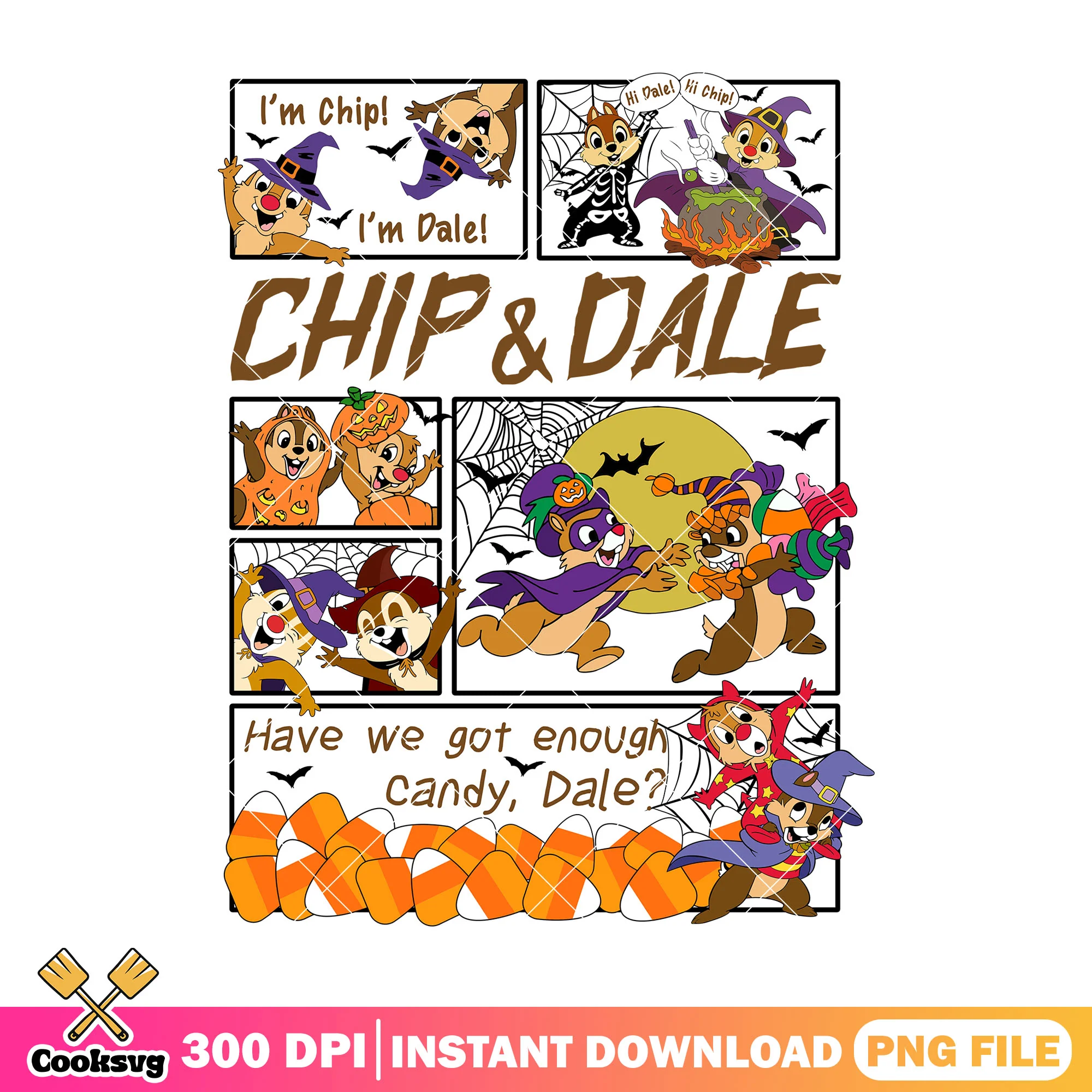 Chip and dale in halloween png, disney comic png, halloween art png