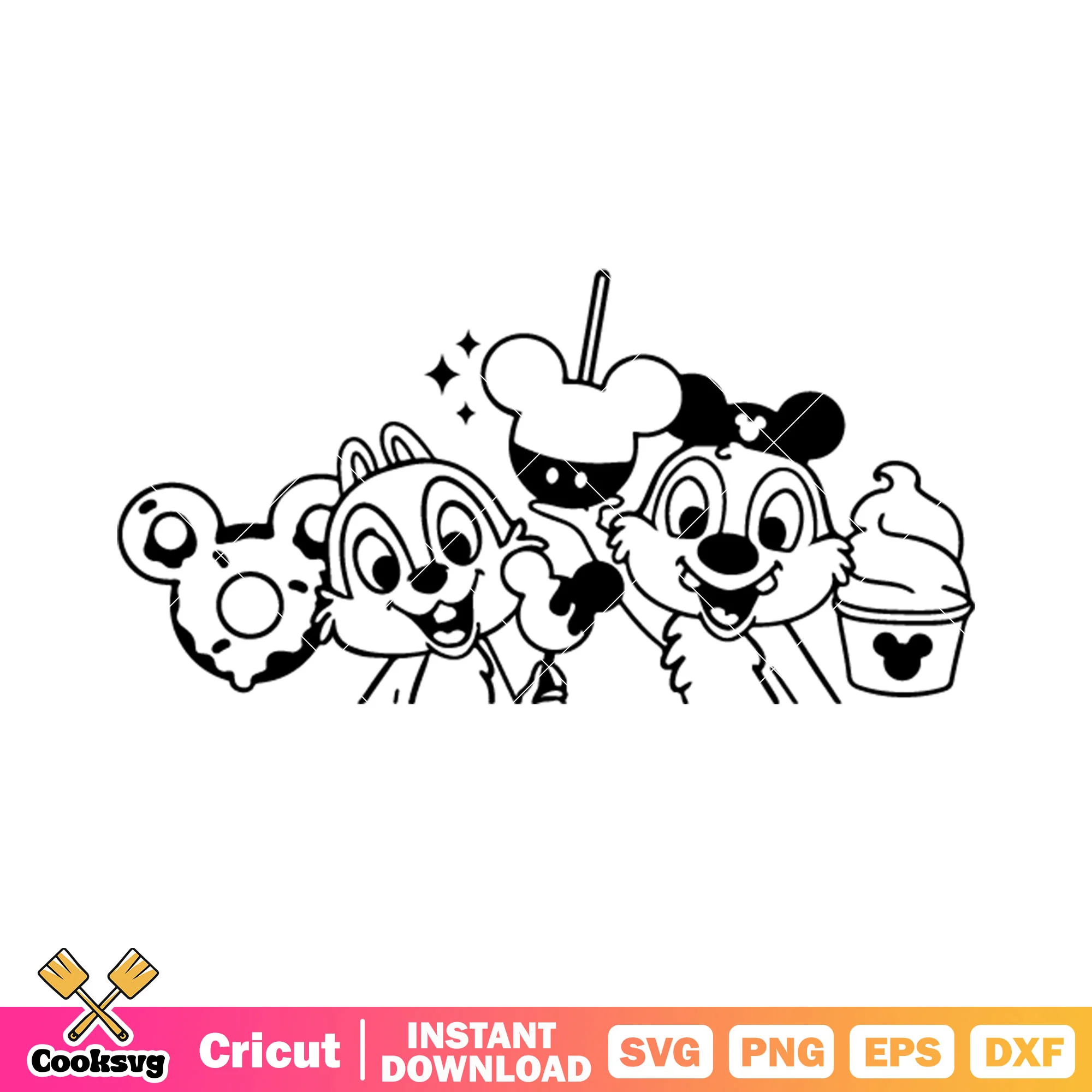 Chip and dale svg, mickey mouse donut svg, mickey mouse icecream svg
