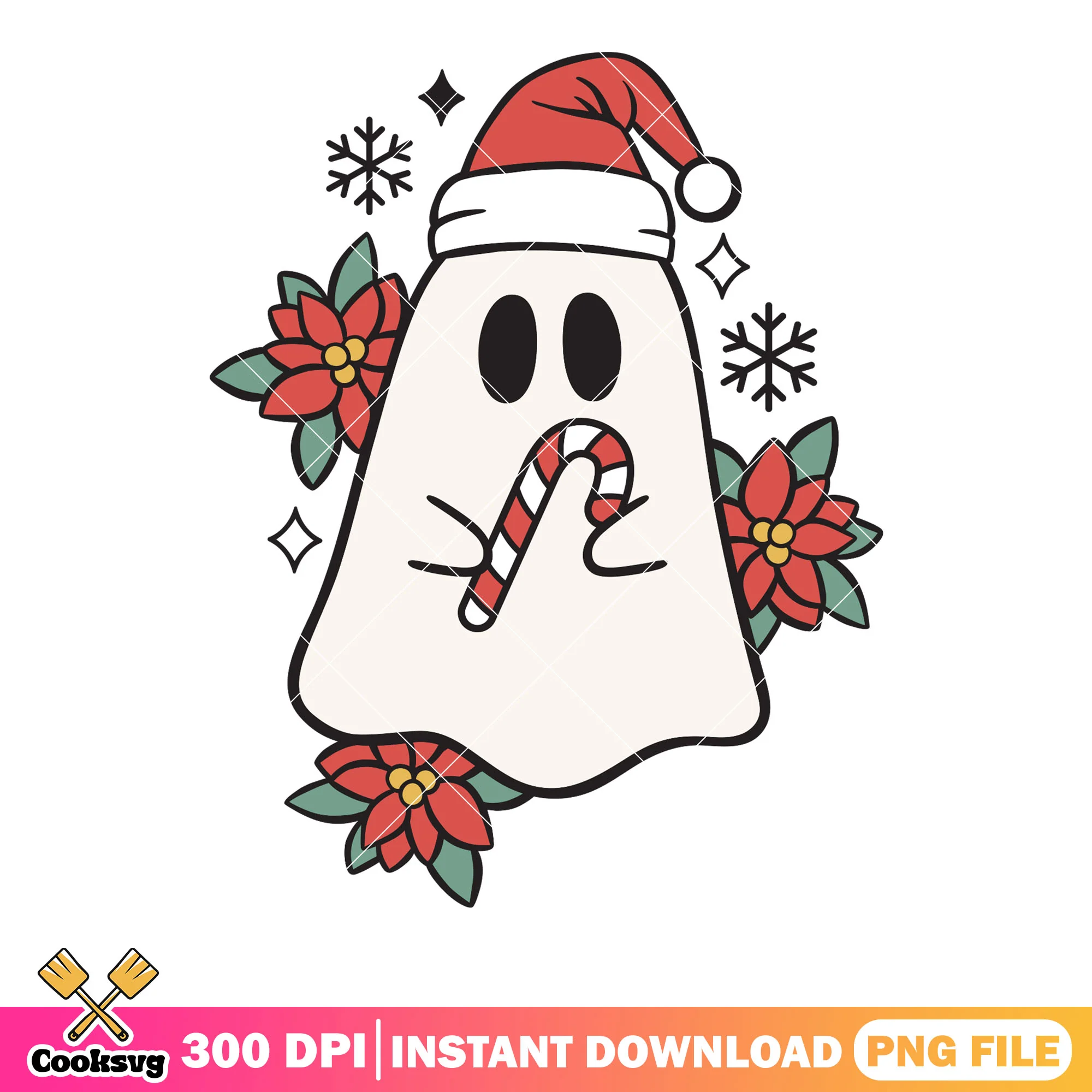 Chrismart Baby ghost png, candy cane png, scary halloween night png