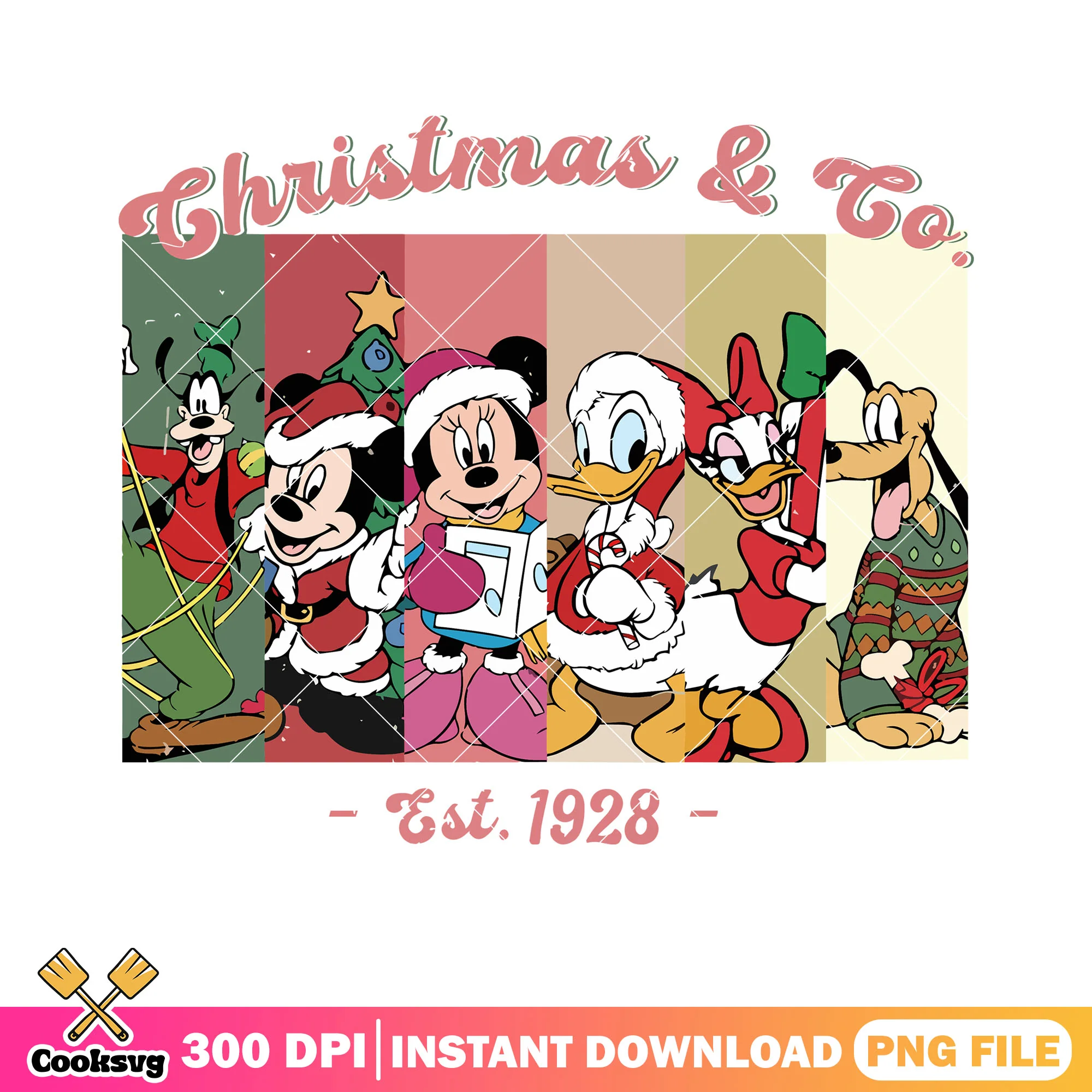 Christmas and co est 1928 png, disney png, mickey and friends png