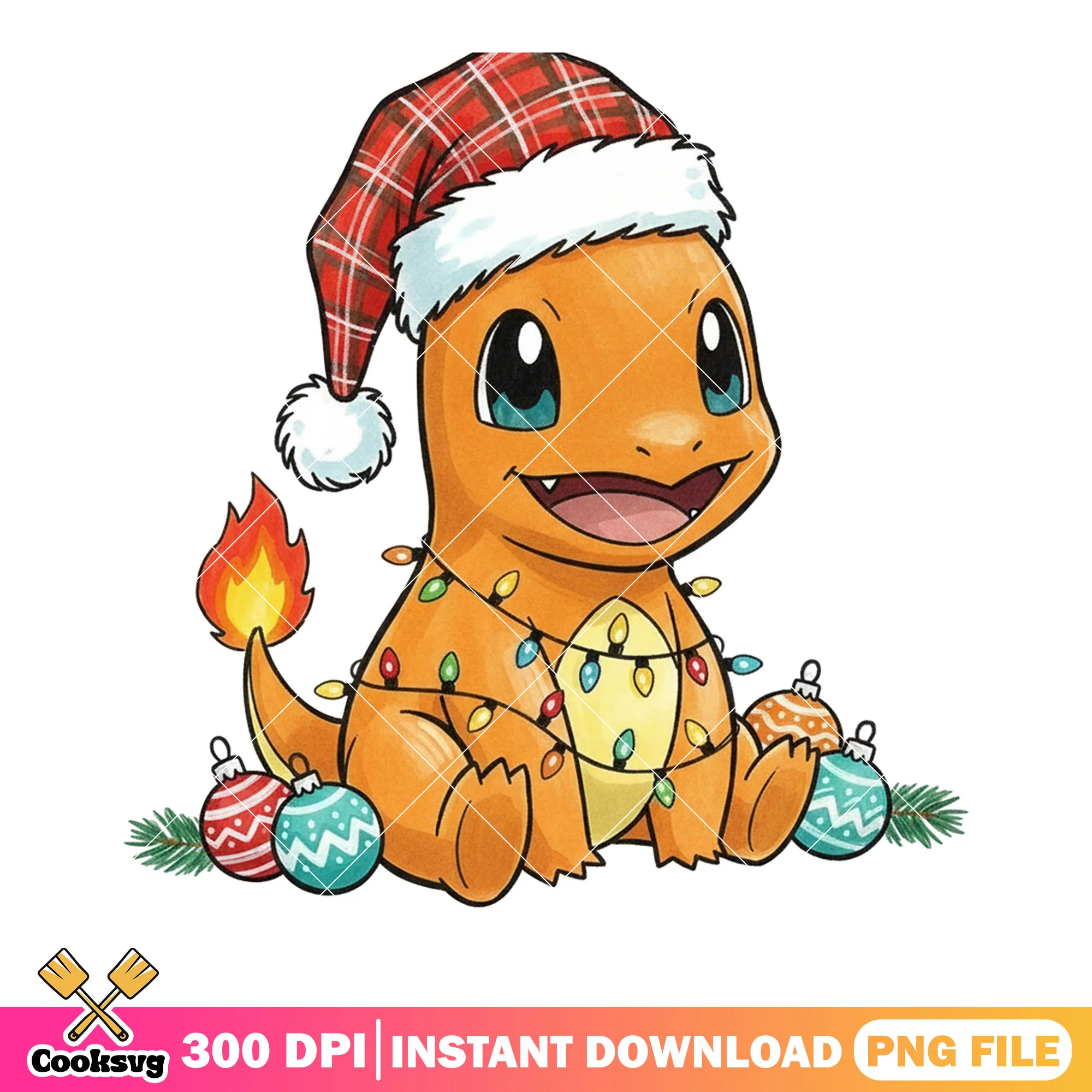 Christmas charmander plush png, charmander christmas png, card png