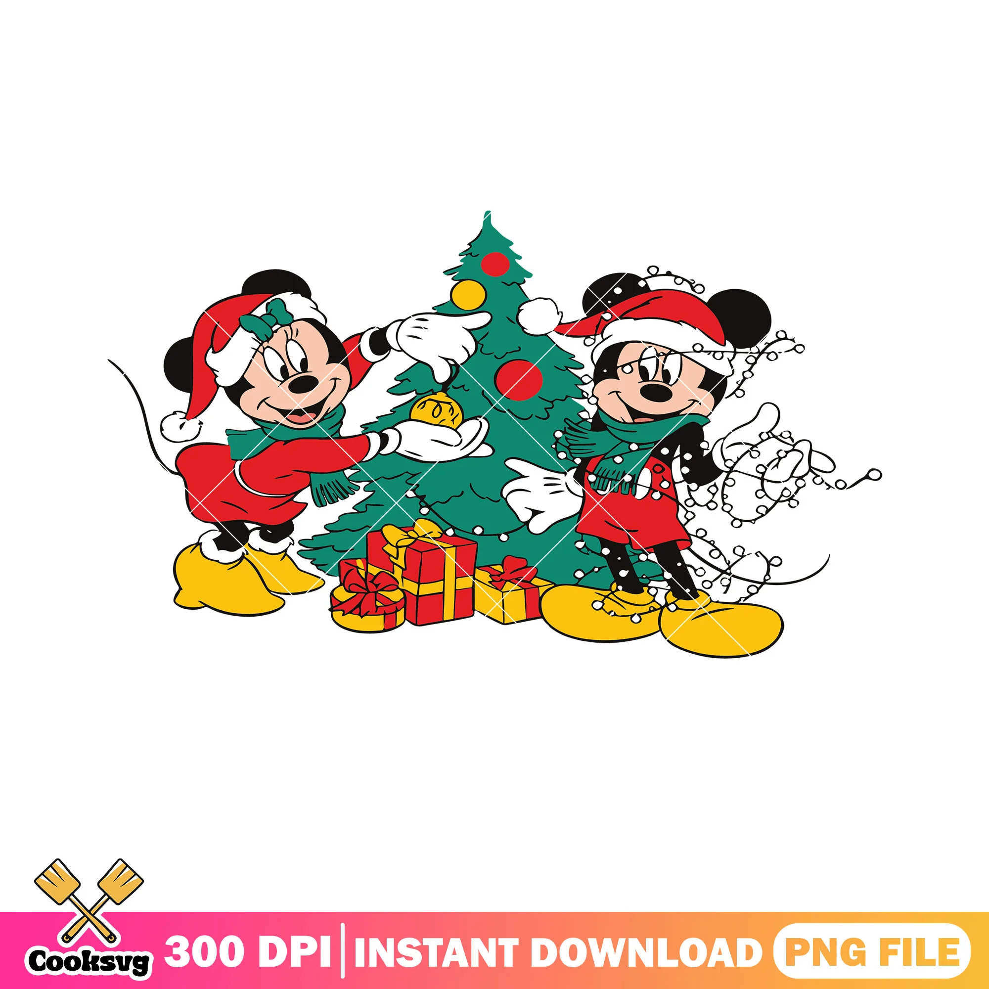 Christmas couple disney png, Mickey and friends png, christmas tree png