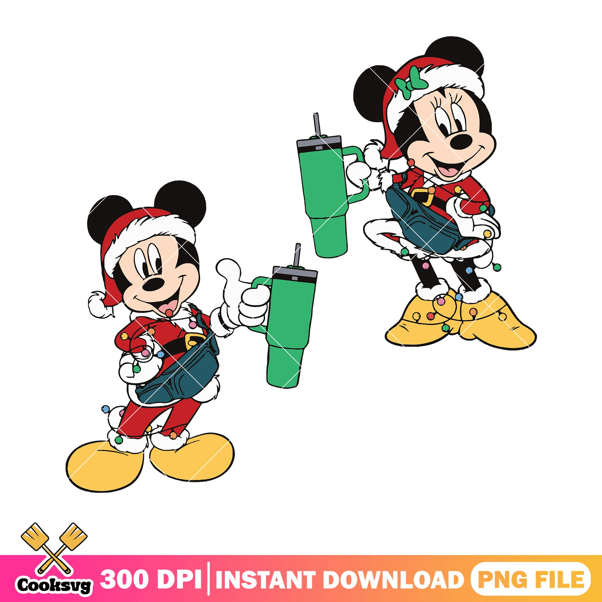 Christmas fashion mickey minnie png, disney christmas png, santa claus png