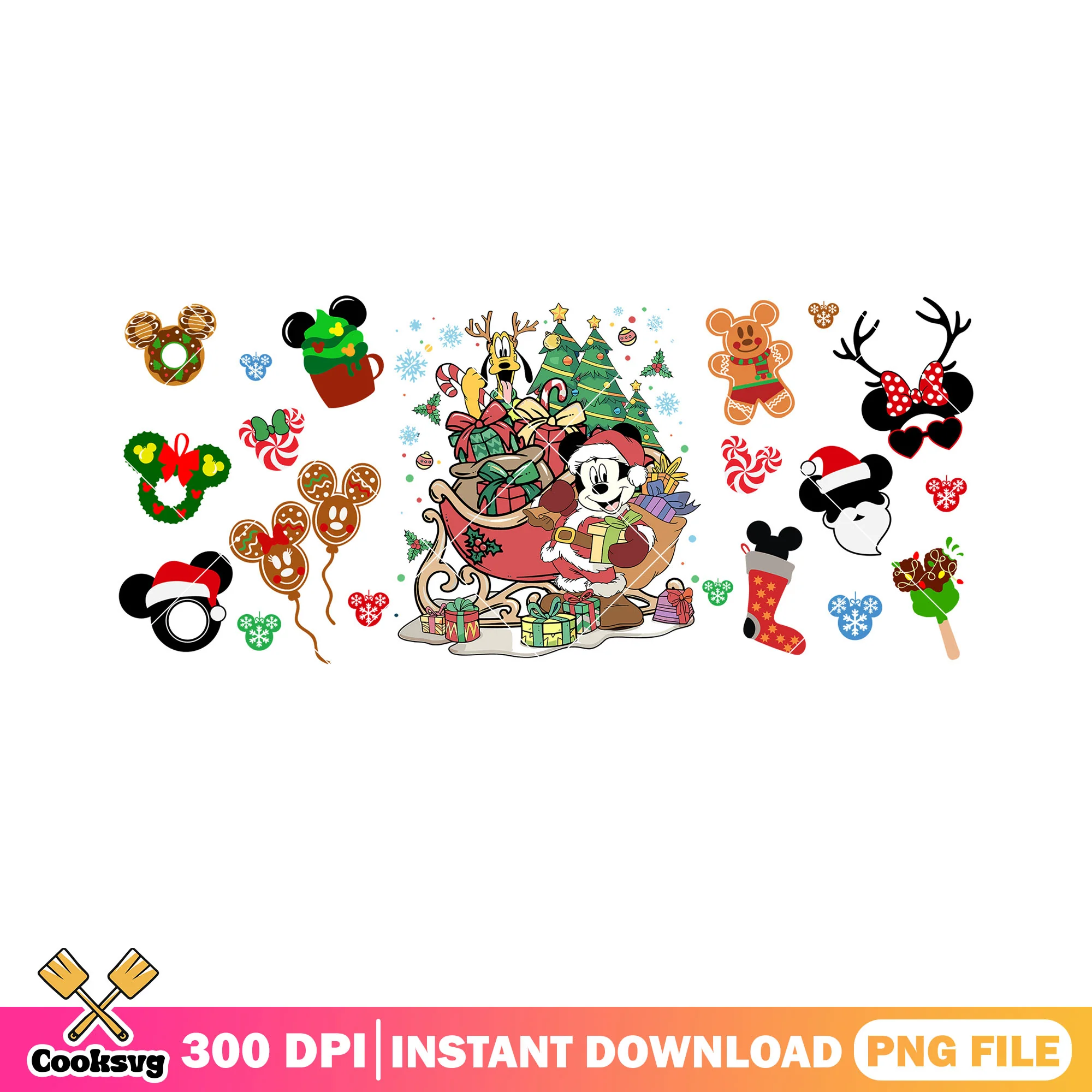 Christmas gifts santa mickey png, disney christmas png, xmas png