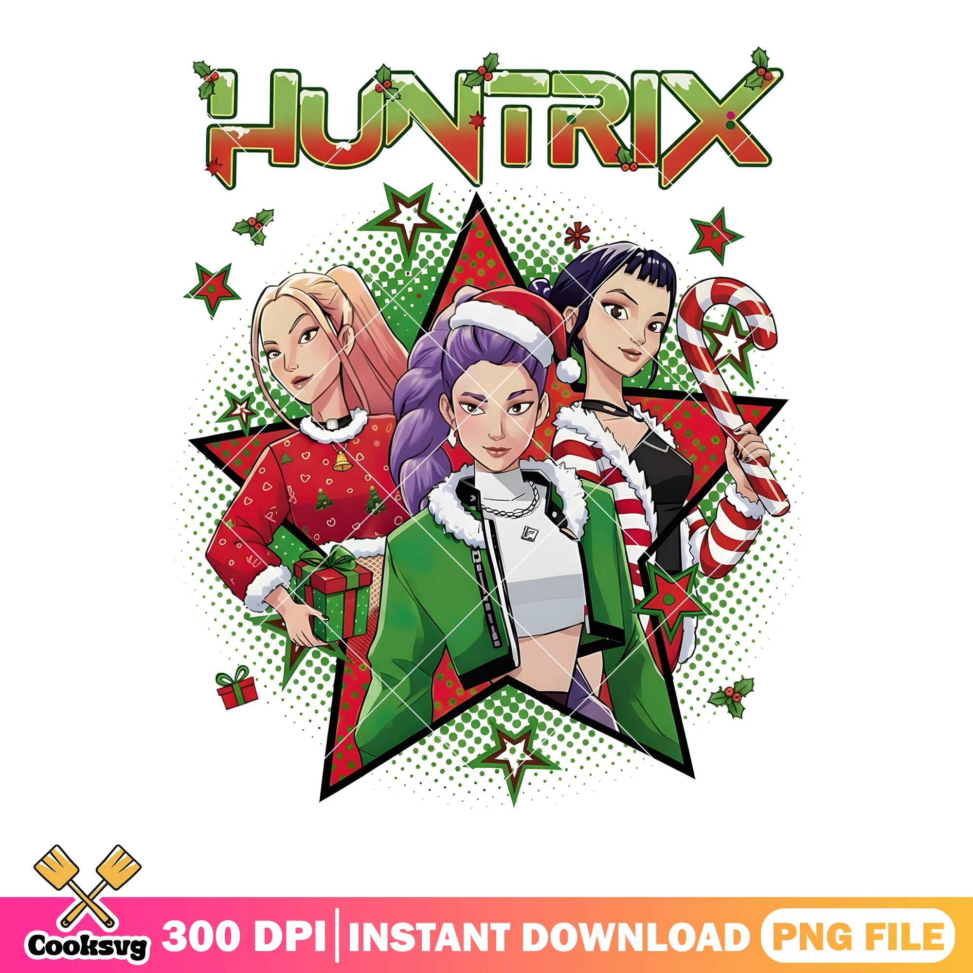 Christmas huntrix png, kpop demon hunters png, mira huntrix png