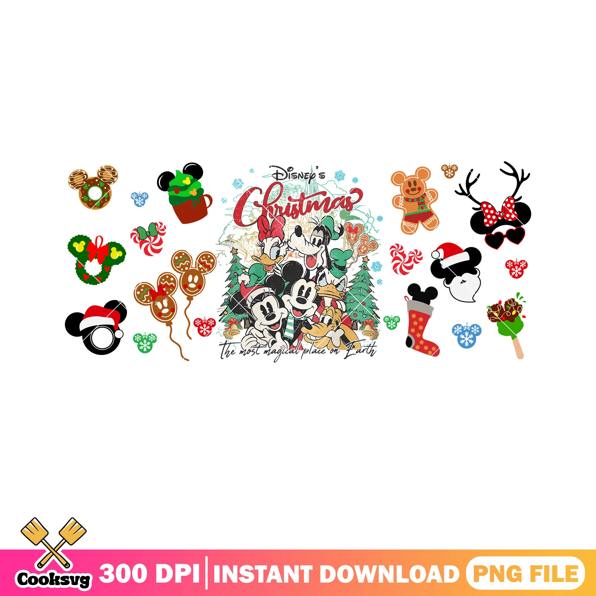 Christmas magical poster png, merry xmas png, mickey mouse png