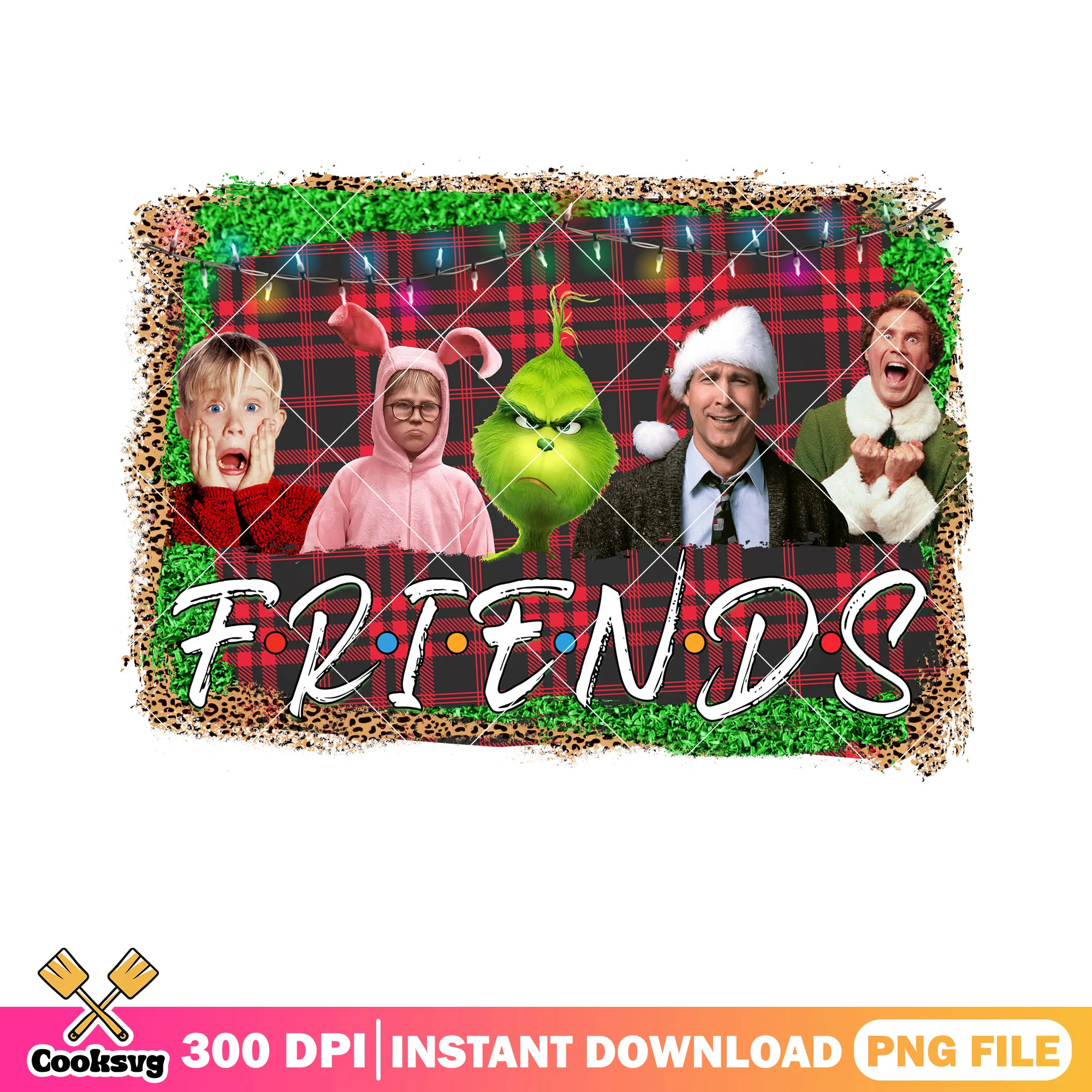 Christmas movie friends green glitter png, faux glitte png, decor png