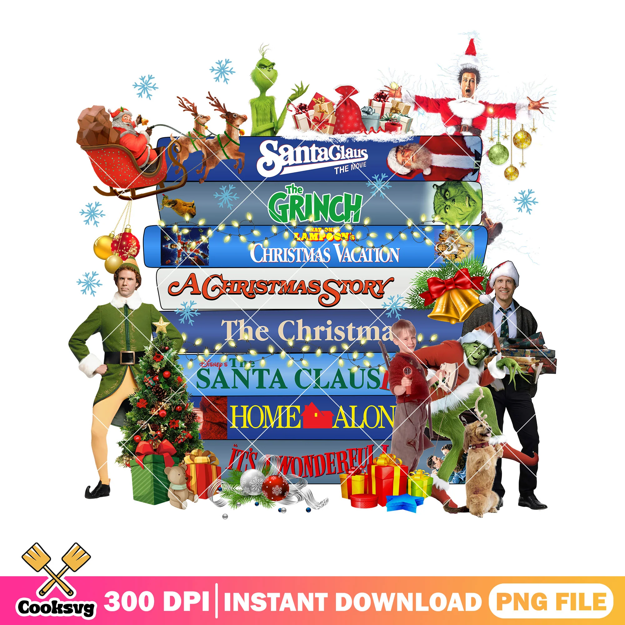 Christmas movie marathon png, christmas classics png, santa claus png