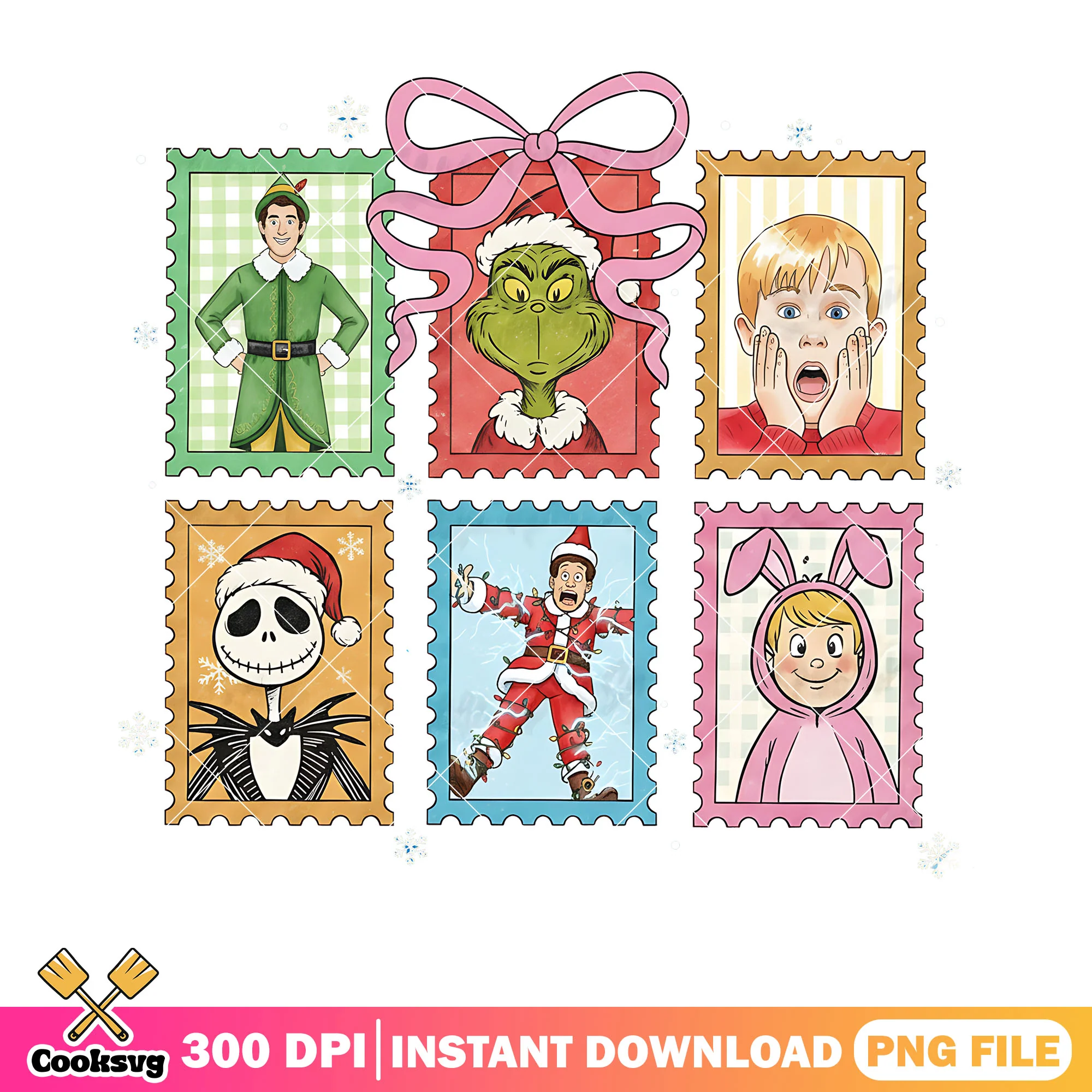 Christmas movie season png, home alone png, jack skelington png