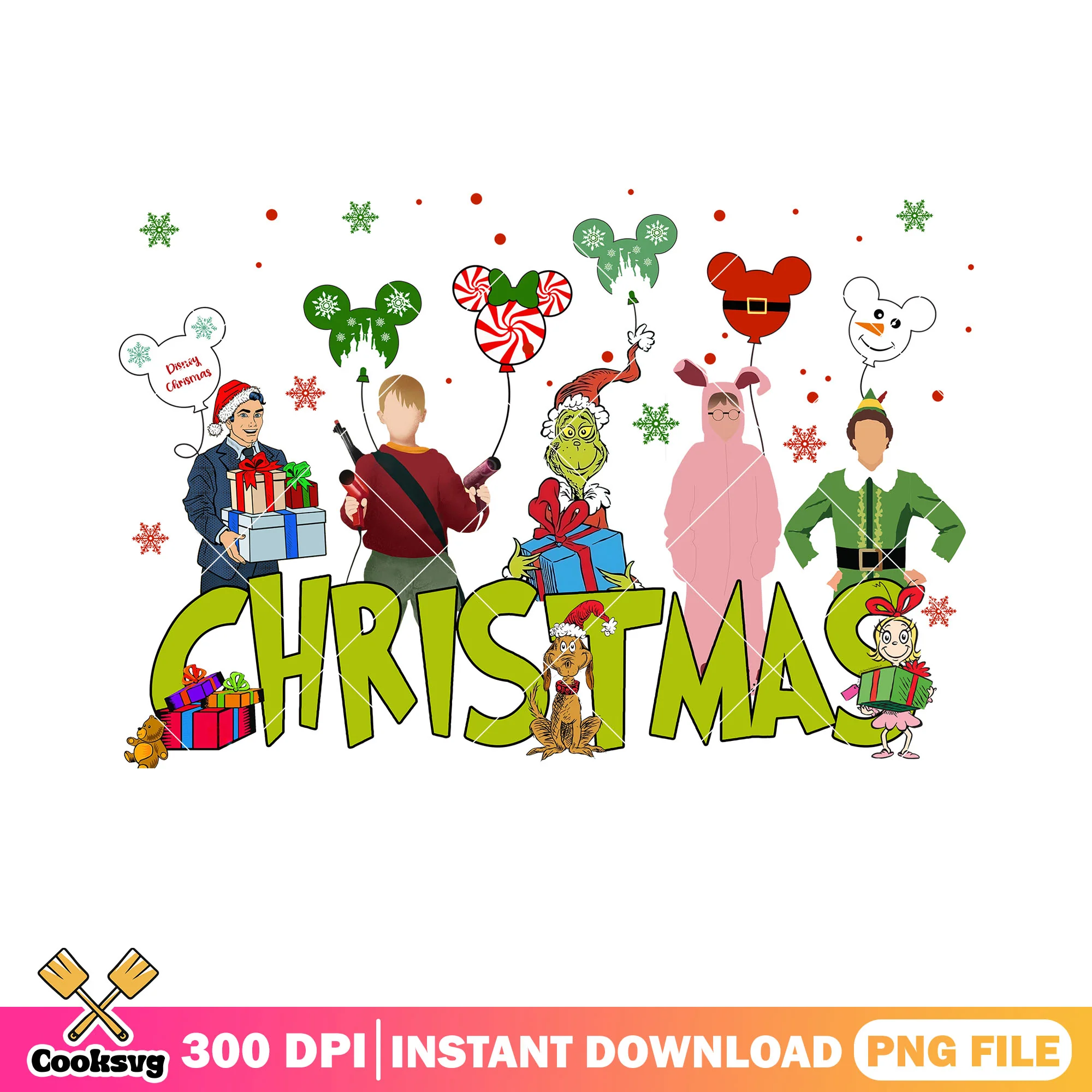 Christmas movies night png, the grinch png, buddy the elf png