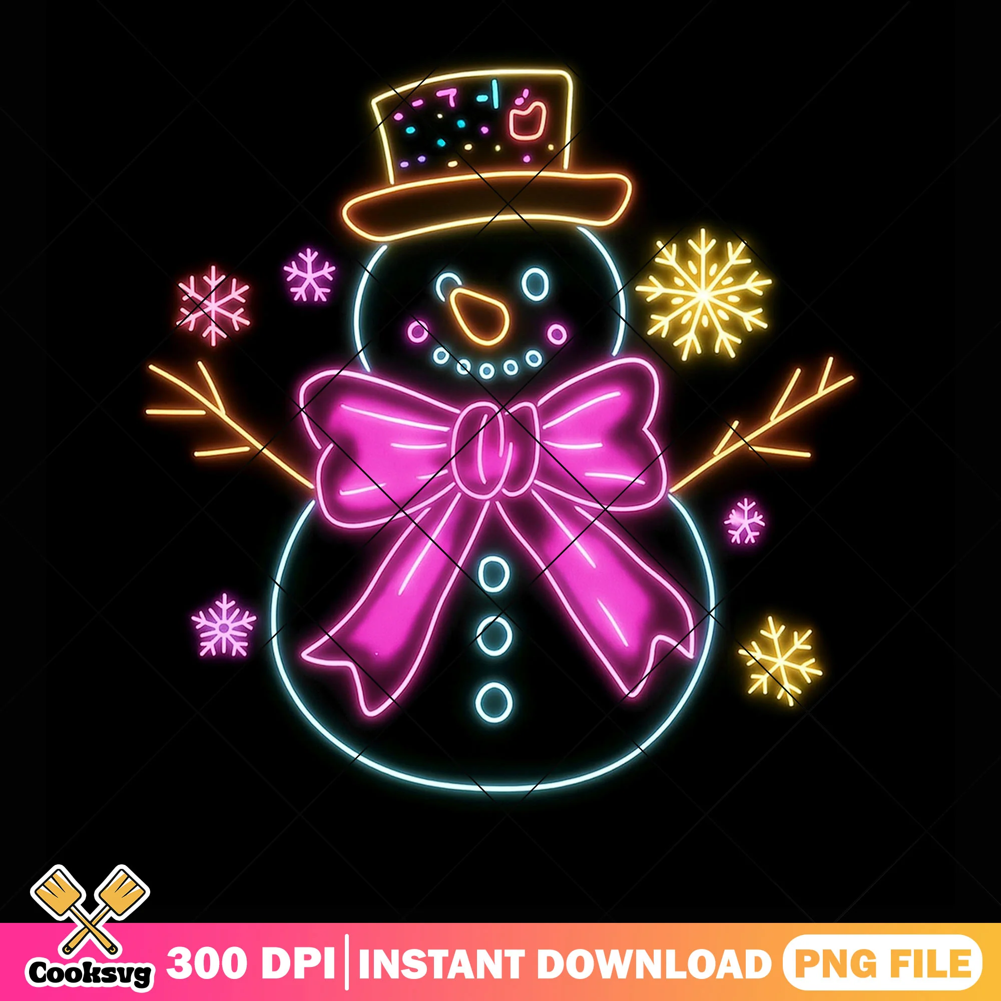 Christmas neon snowman png, christmas decor png, christmas snowman png