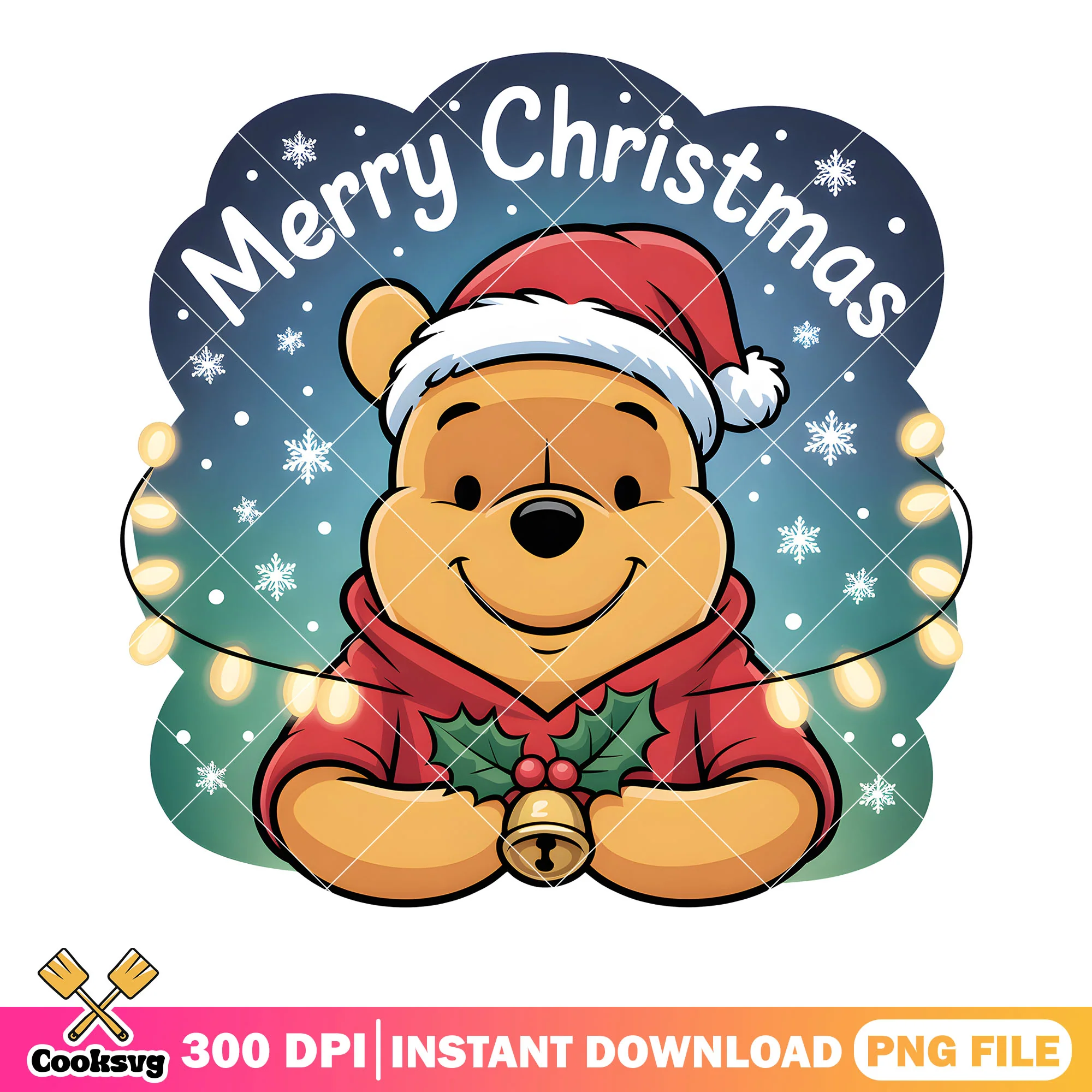 Christmas night with pooh png, pooh bear png, christmas pooh png