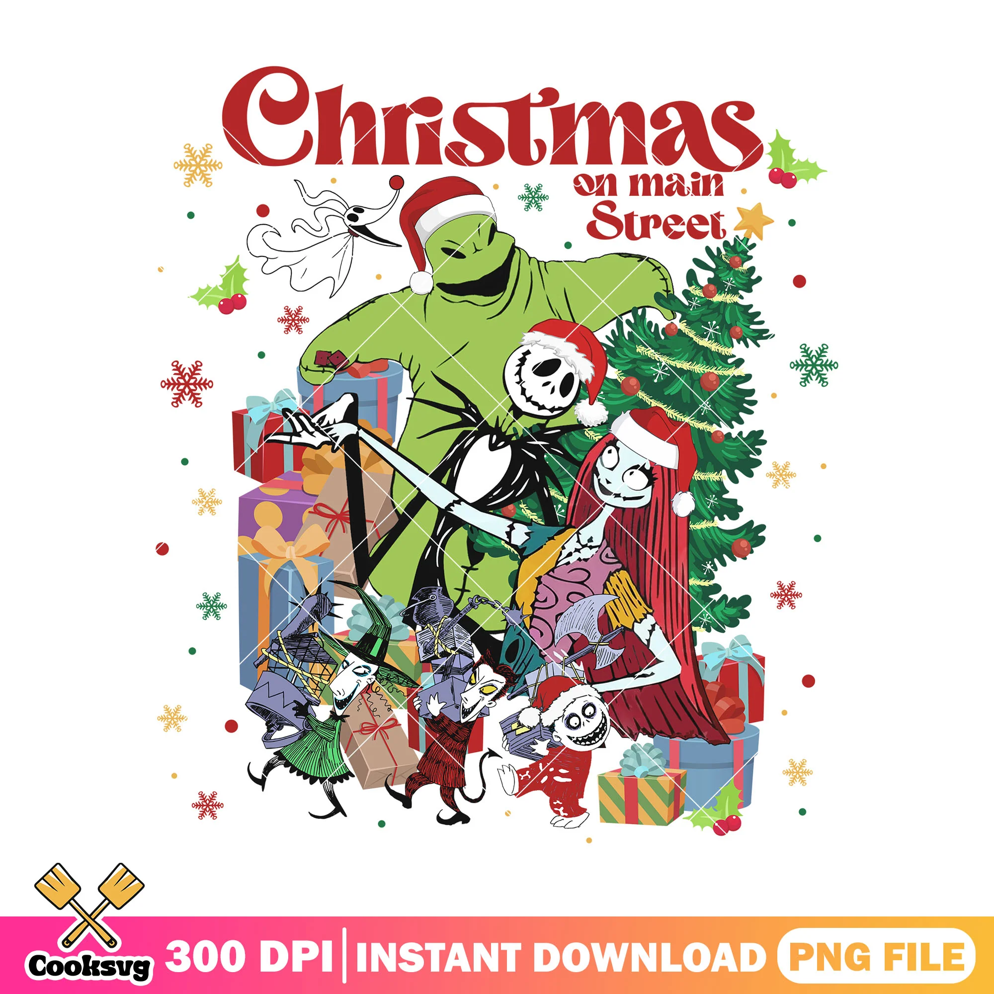 Christmas on main street png, halloween cartoon png, scary disney png