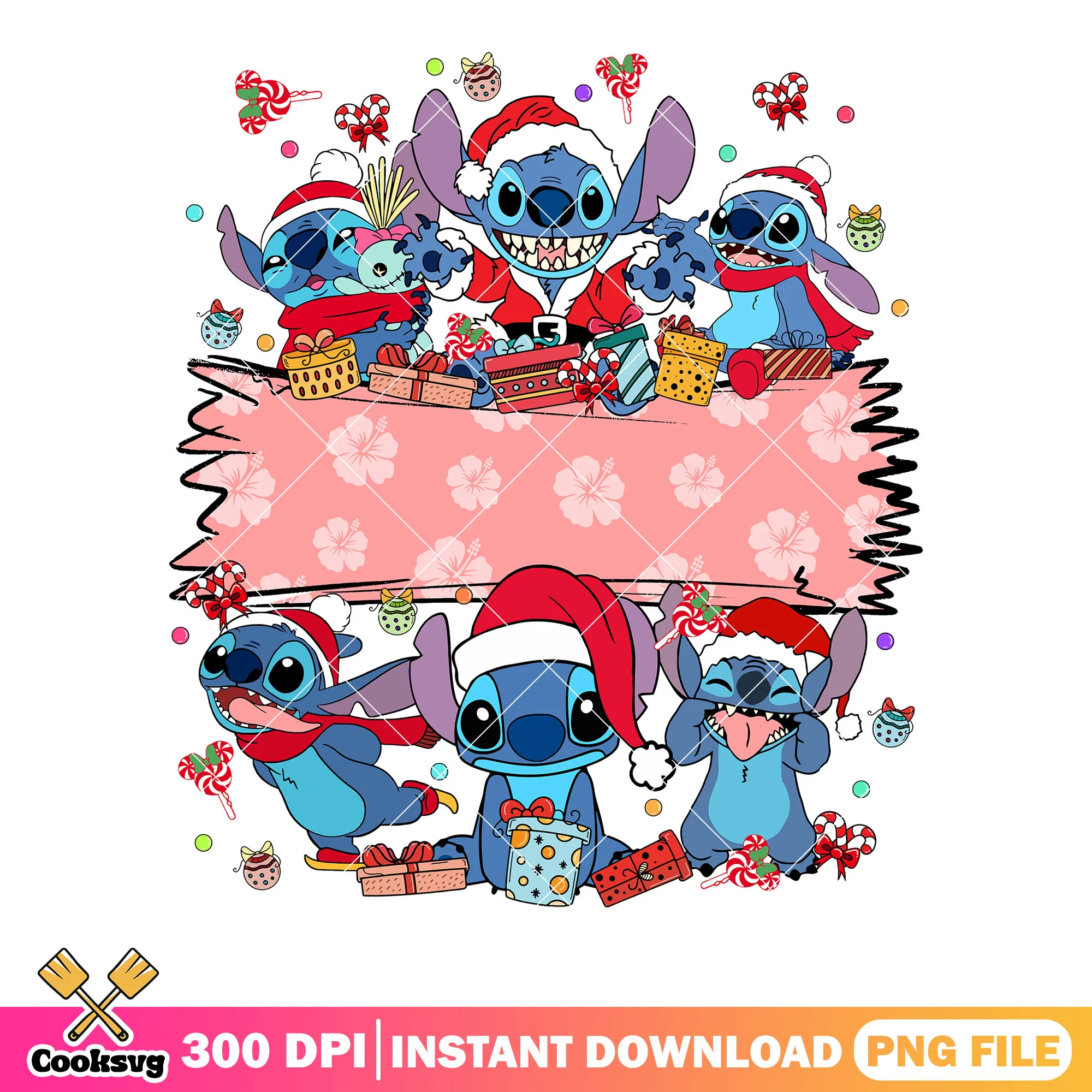 Christmas poster chibi stitch png, merry xmas png, experience 626 png