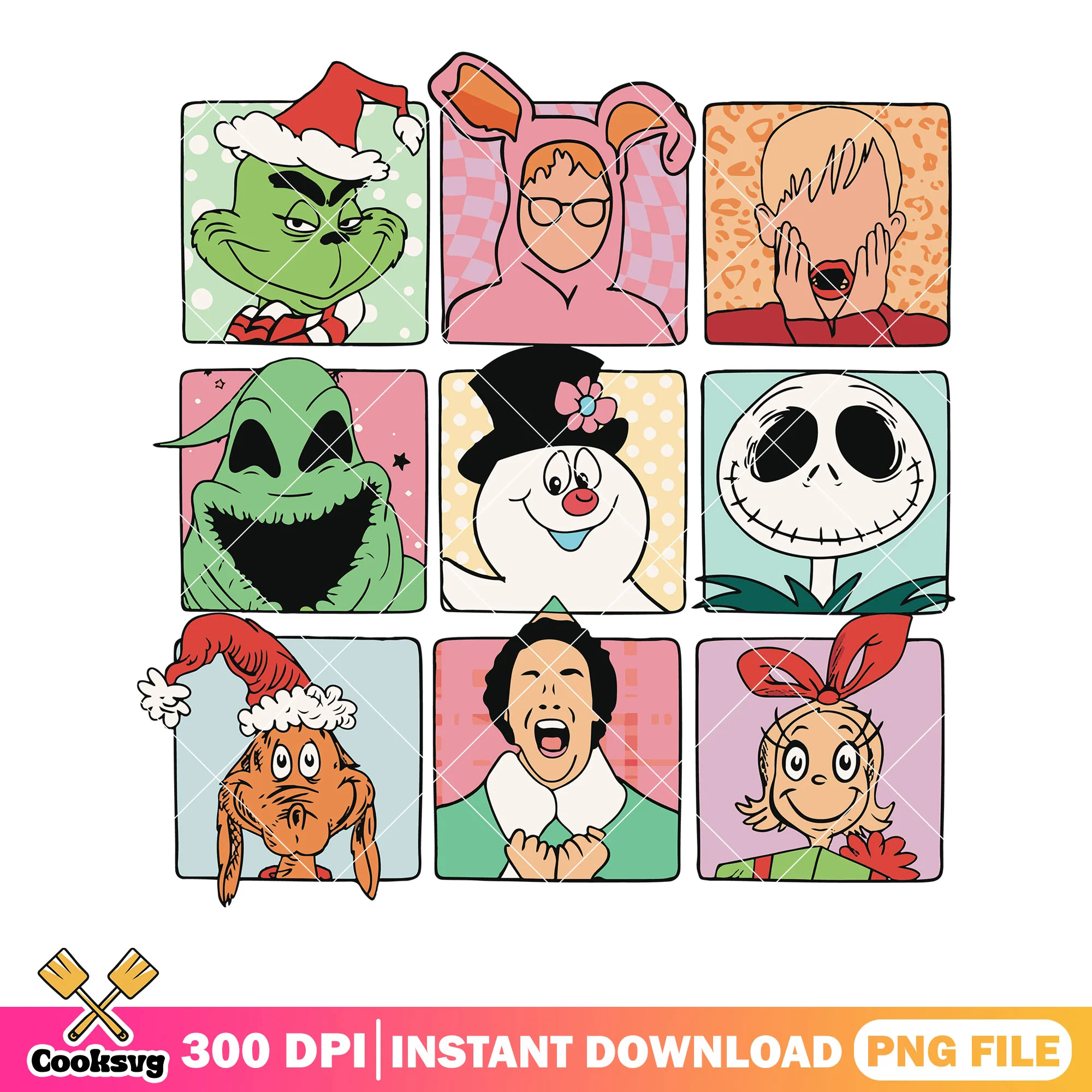 Christmas poster designs png, jack skelington png, oogie boogie png