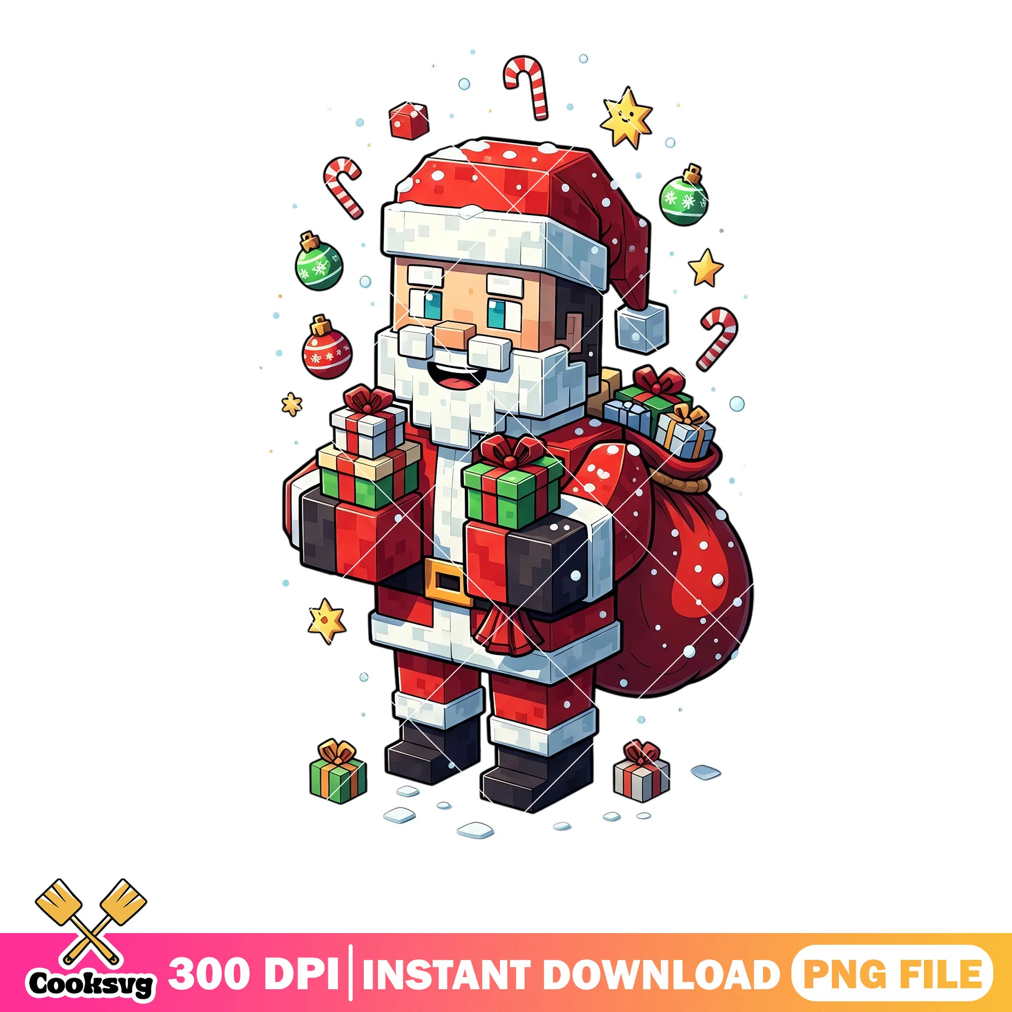 Christmas Steve presents png, minecraft png, santa claus png