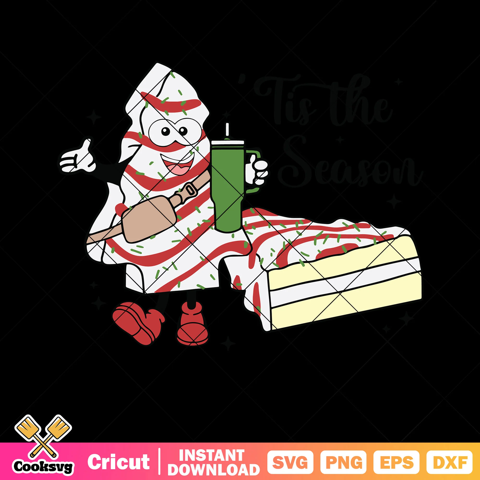 Christmas Tree Cake svg, green Thermos cup svg, red boots svg