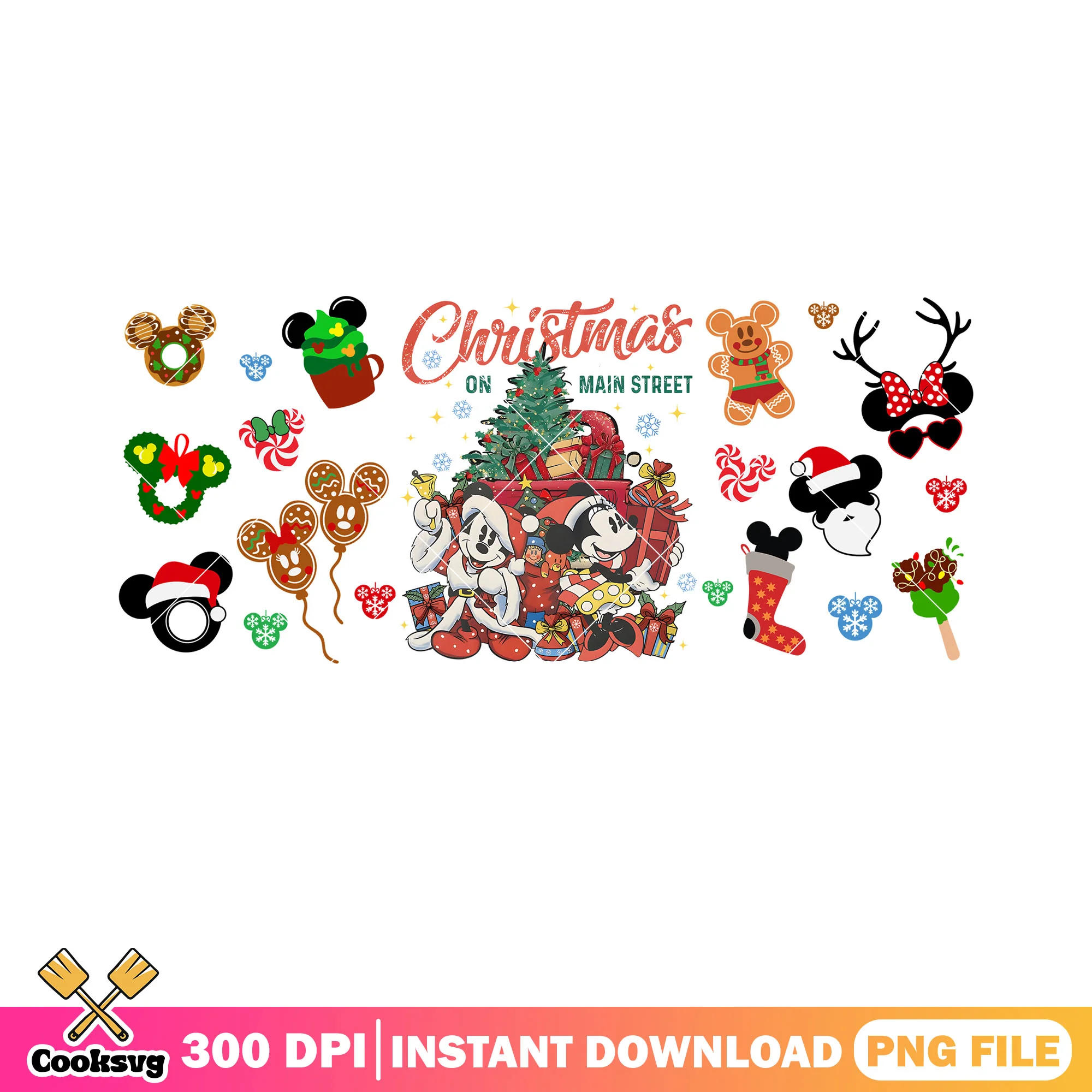 Christmas tree mickey png, santa hat png, christmas gingerbread png