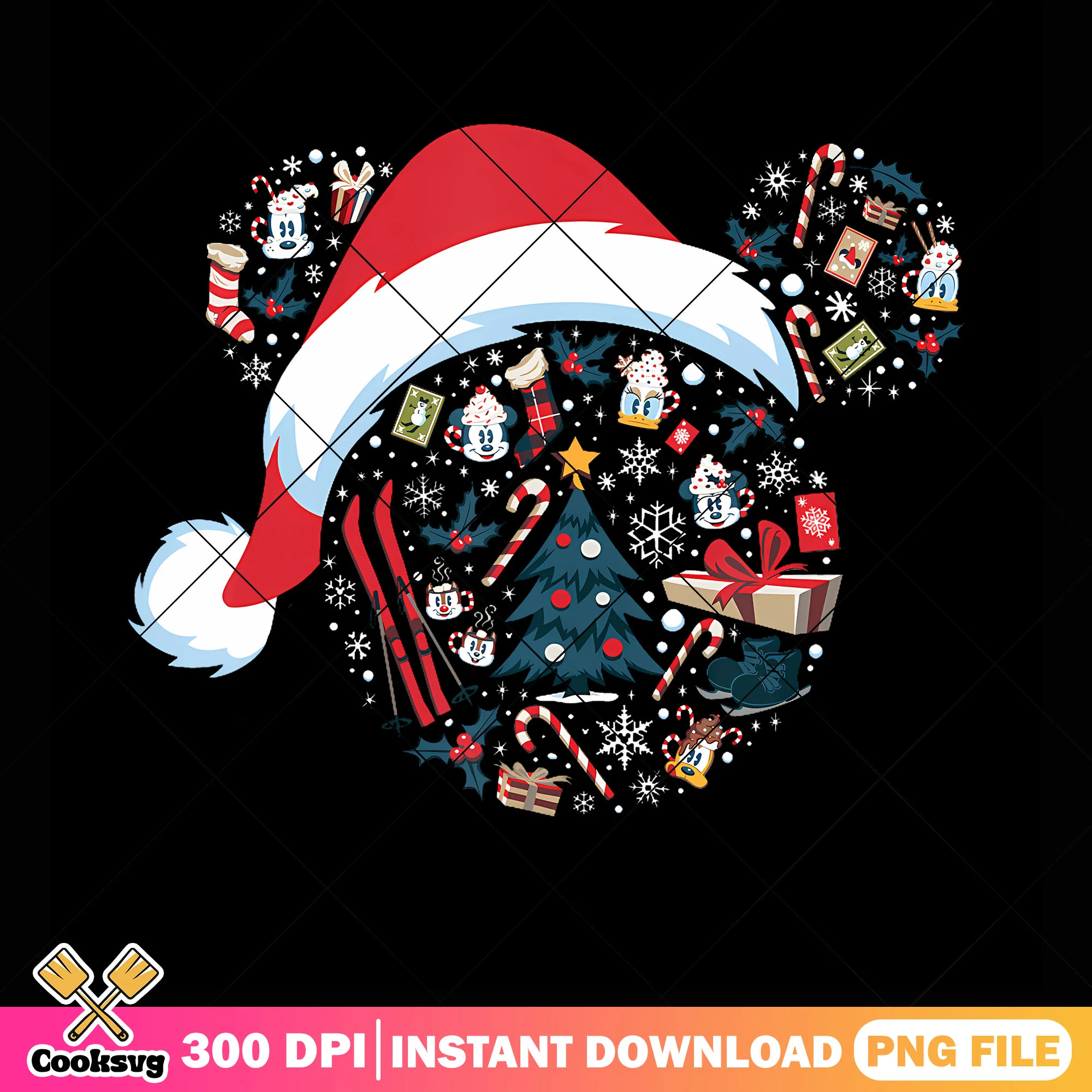 Christmas with mickey png, christmas gifts png, mickey mouse png