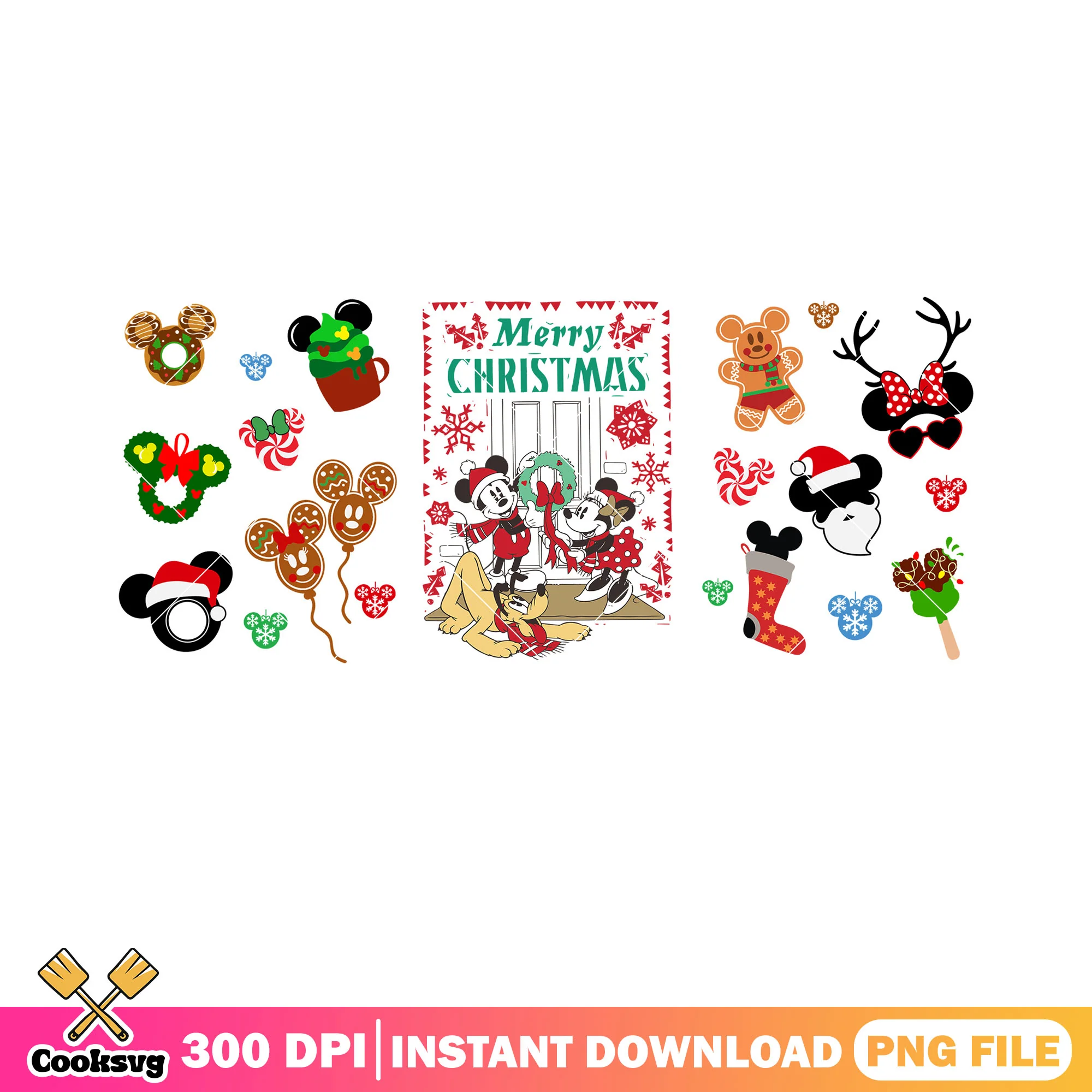 Christmas wreath mickey minnie png, xmas png, disney christmas png