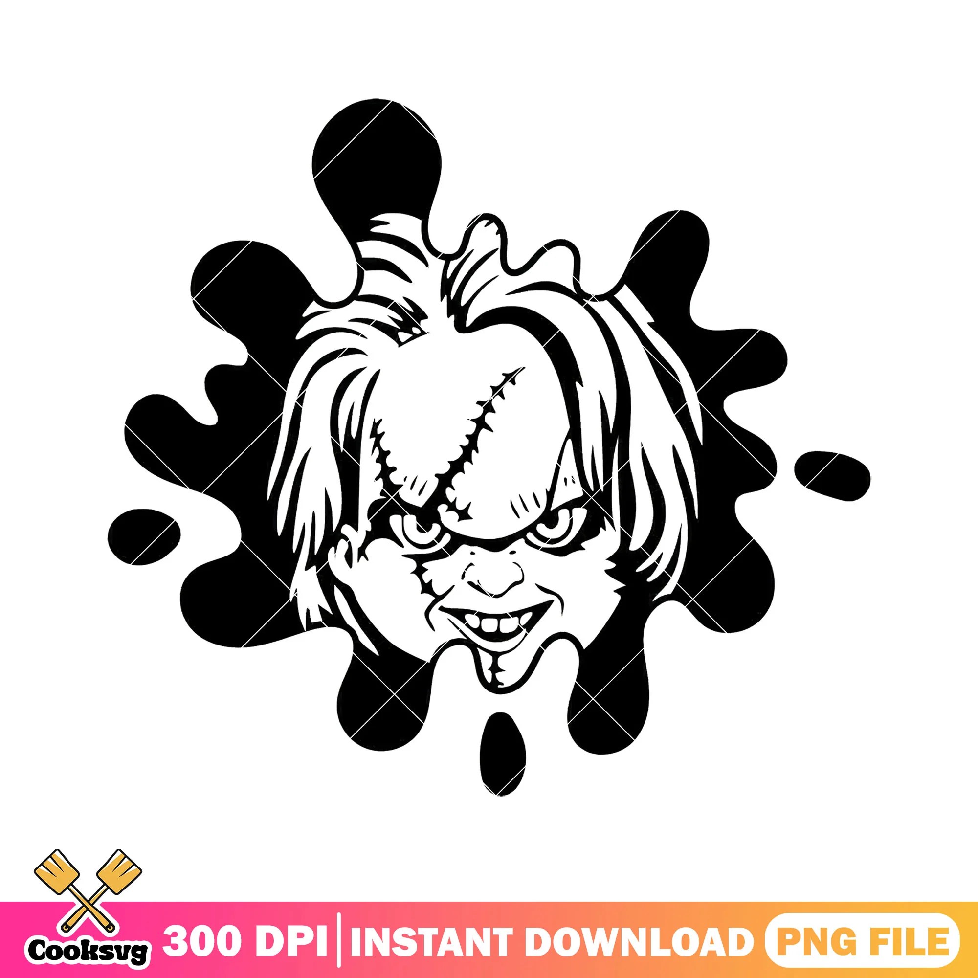 Chucky drawing black ink design png, best horror movies on netflix png
