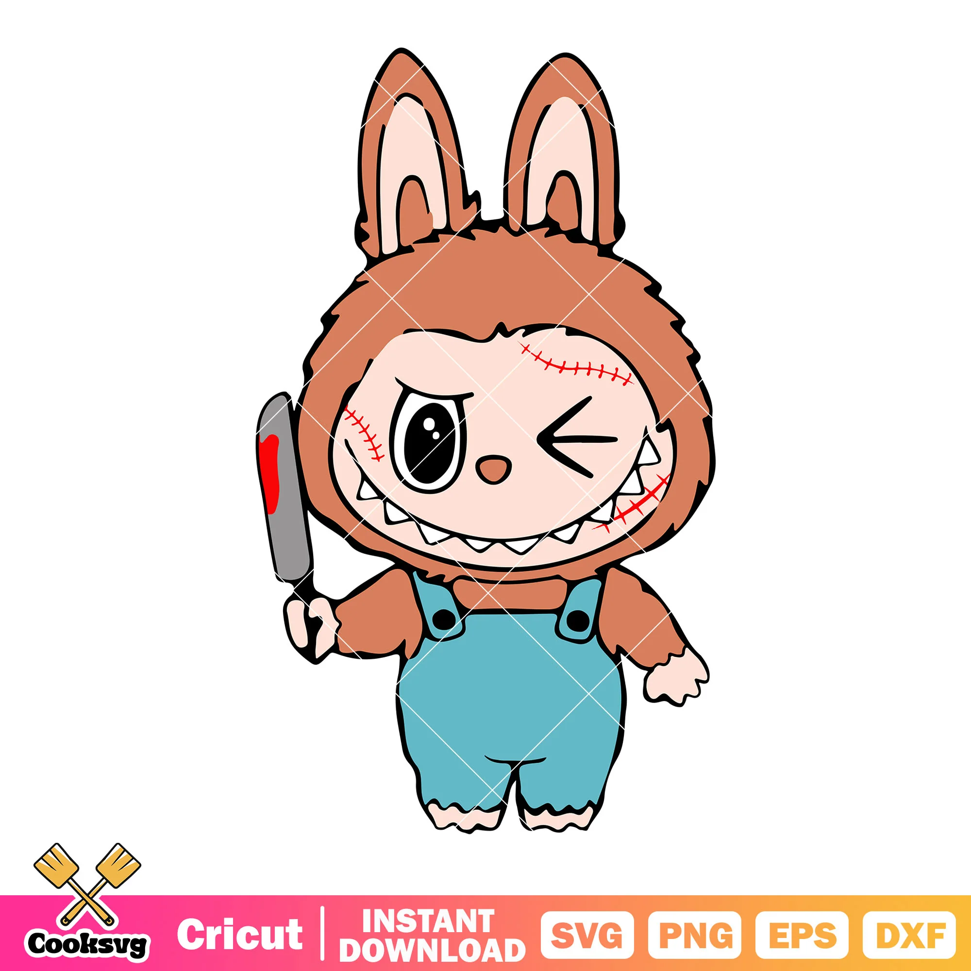 Chucky labubu laugh svg, labubu horror svg, labubu chucky svg