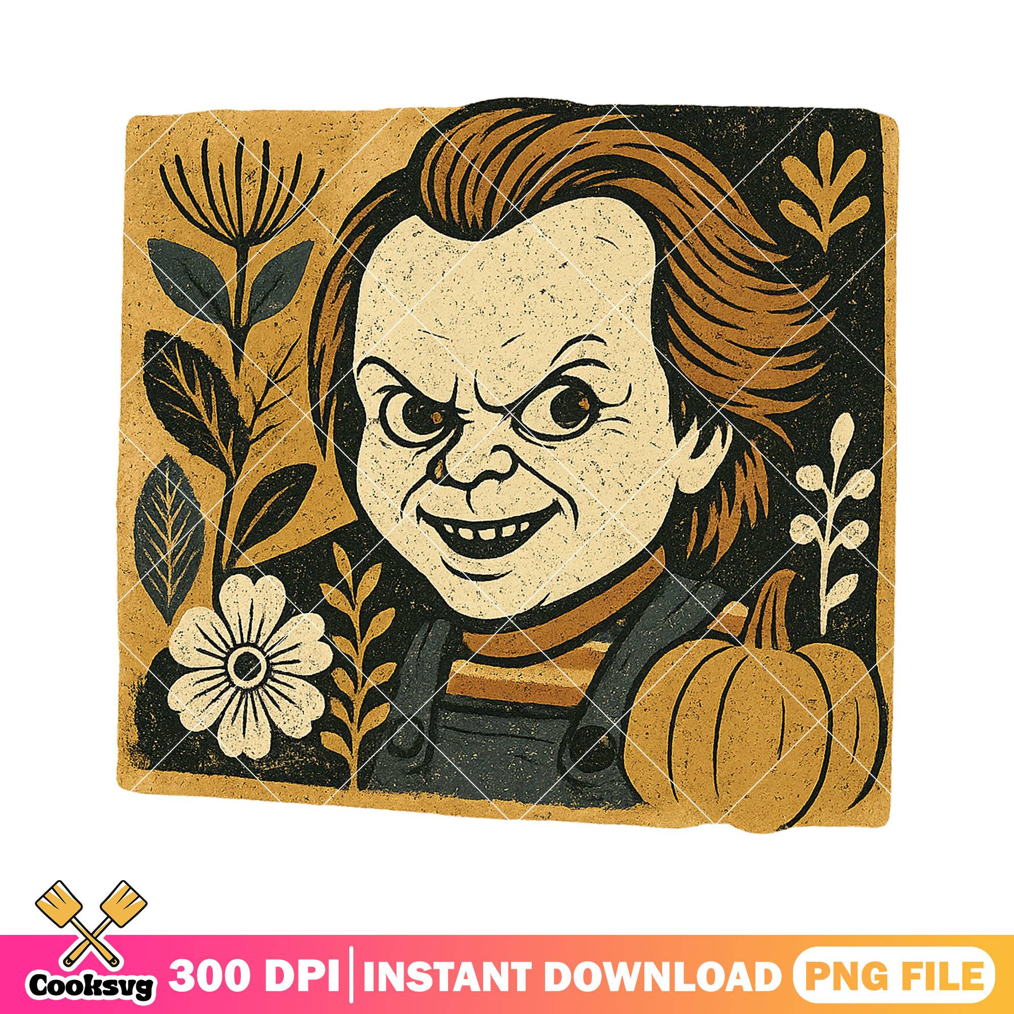 Chucky smiling design png, chucky horror png, when is halloween png