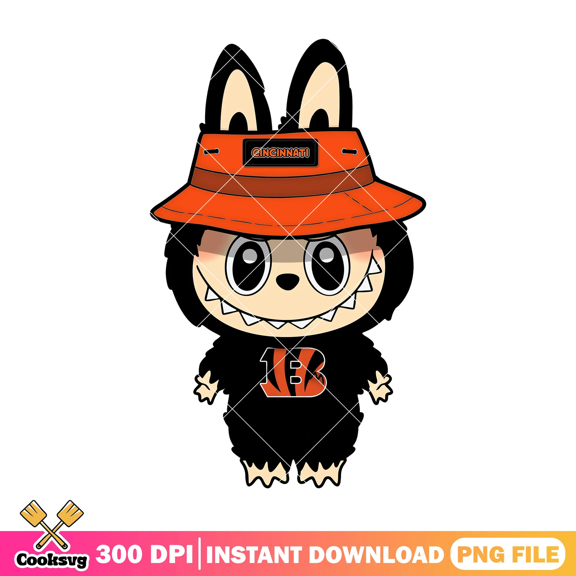 Cincinnati labubu baseball team png, labubu plush png, labubu black png