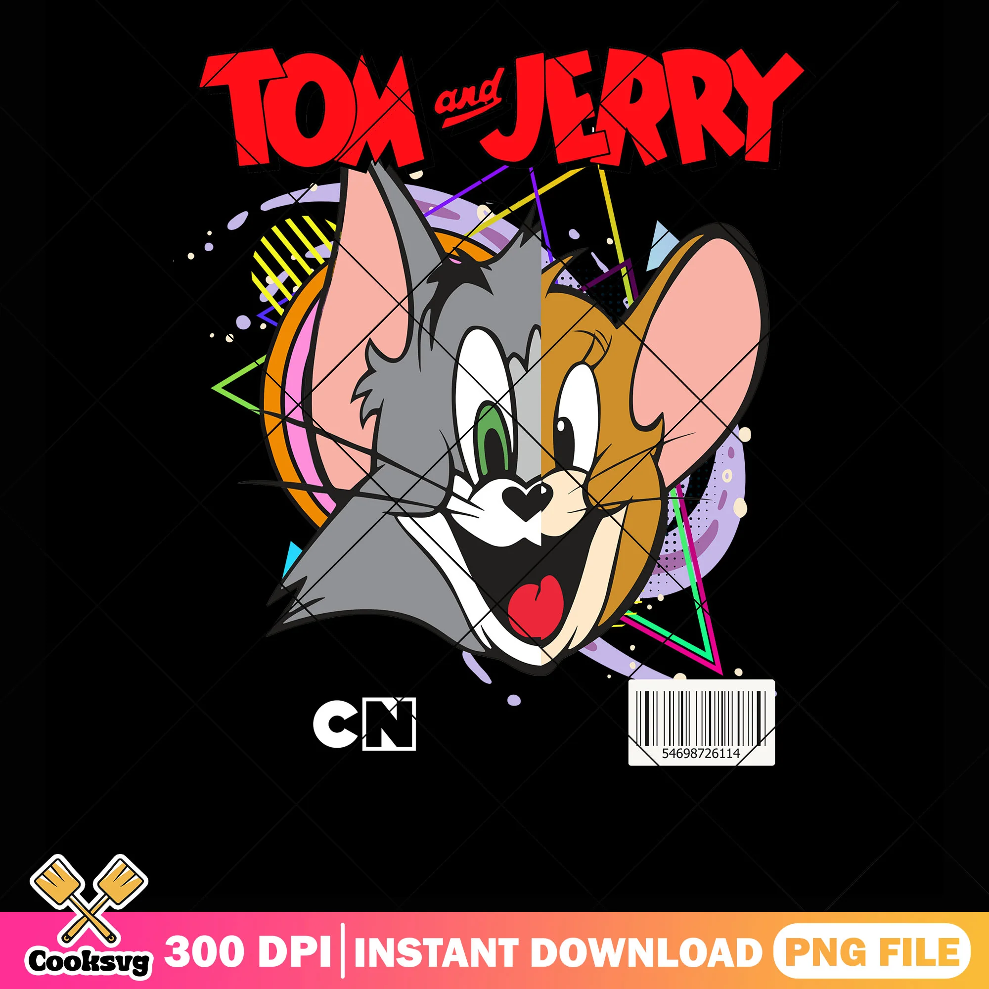 Classic retro cartoon png, vintage aesthetic png, tom and jerry png