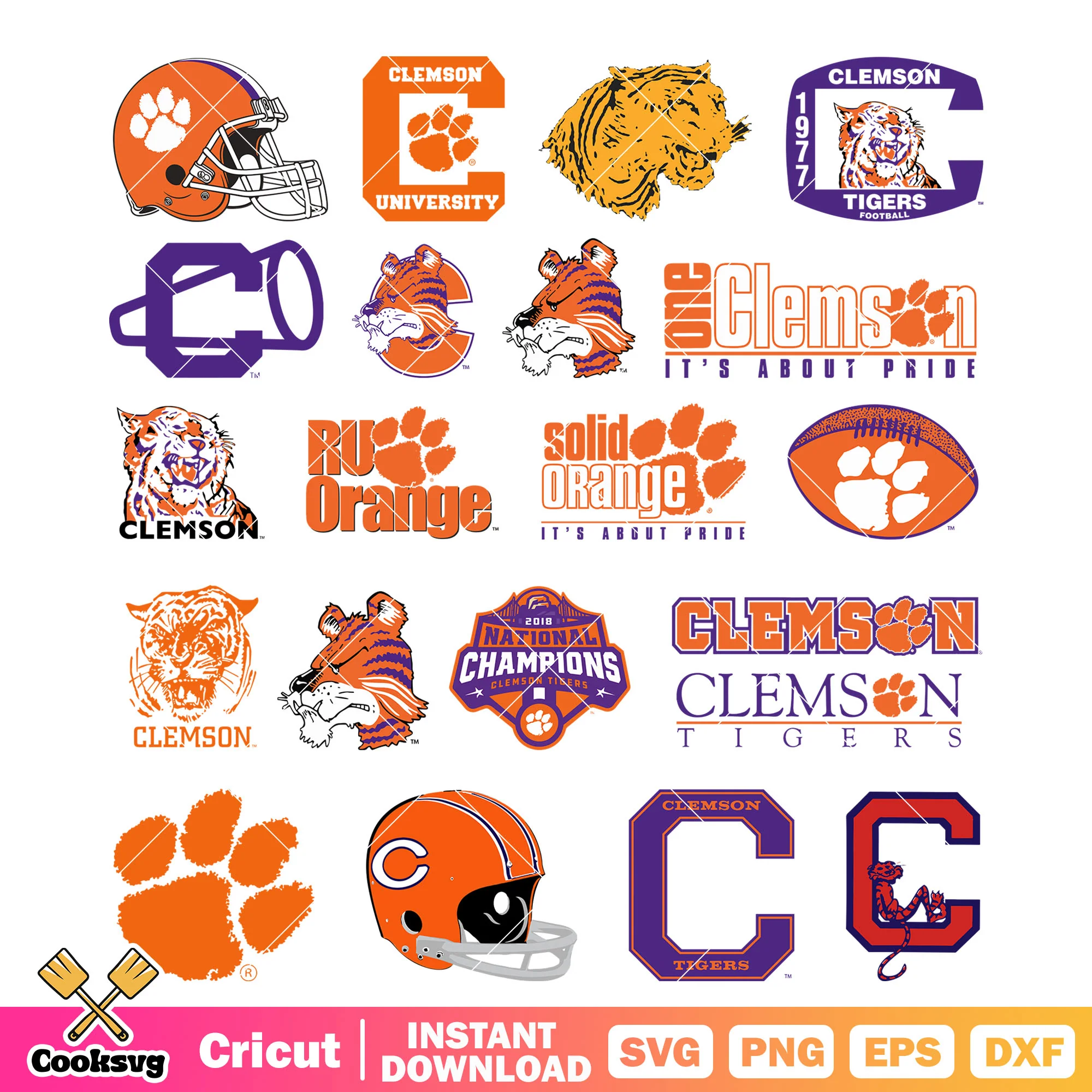 Clemson Tigers logo bundle design svg, ncaa team logo svg