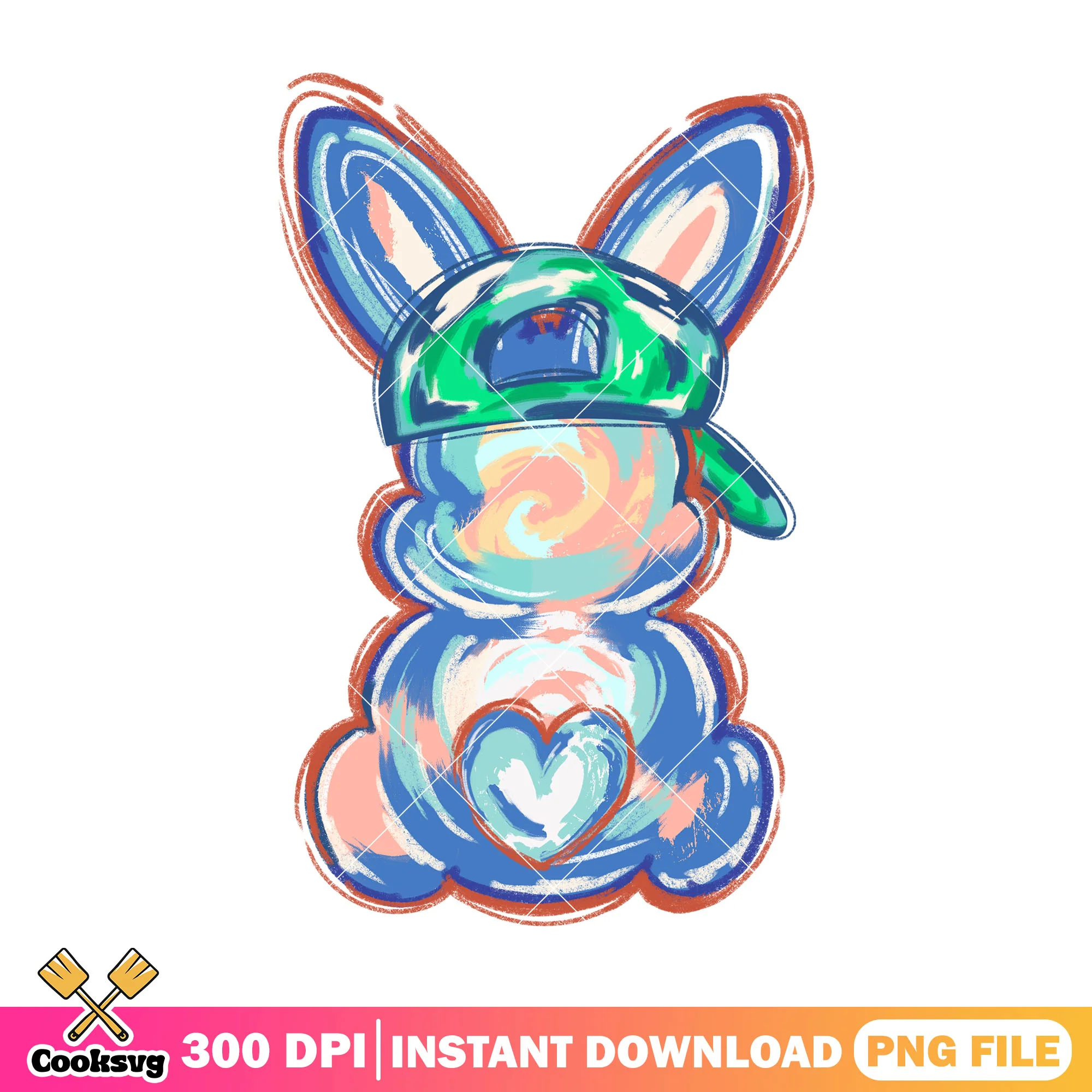 Colorful bunny boy easter coquette png, easter day png, bunny png
