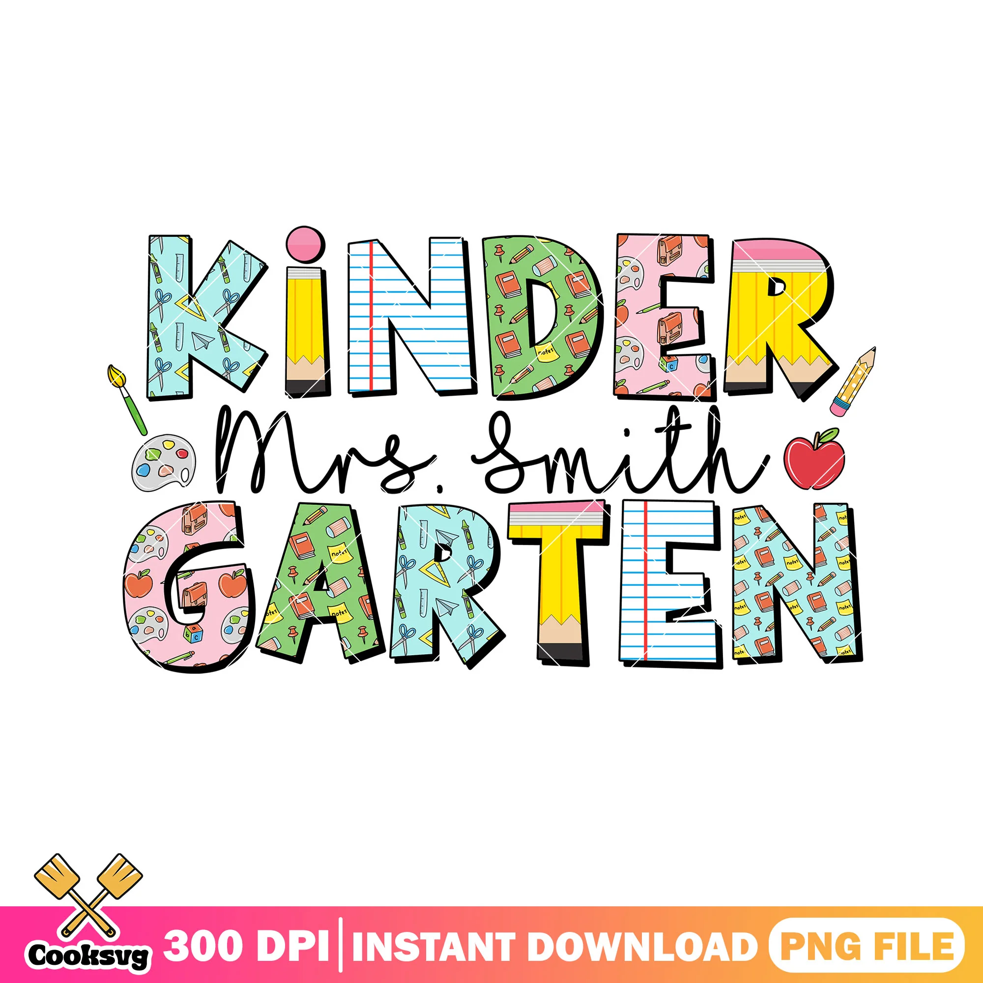 Colorful kinder garten png, cute alphabet png, back to school art png