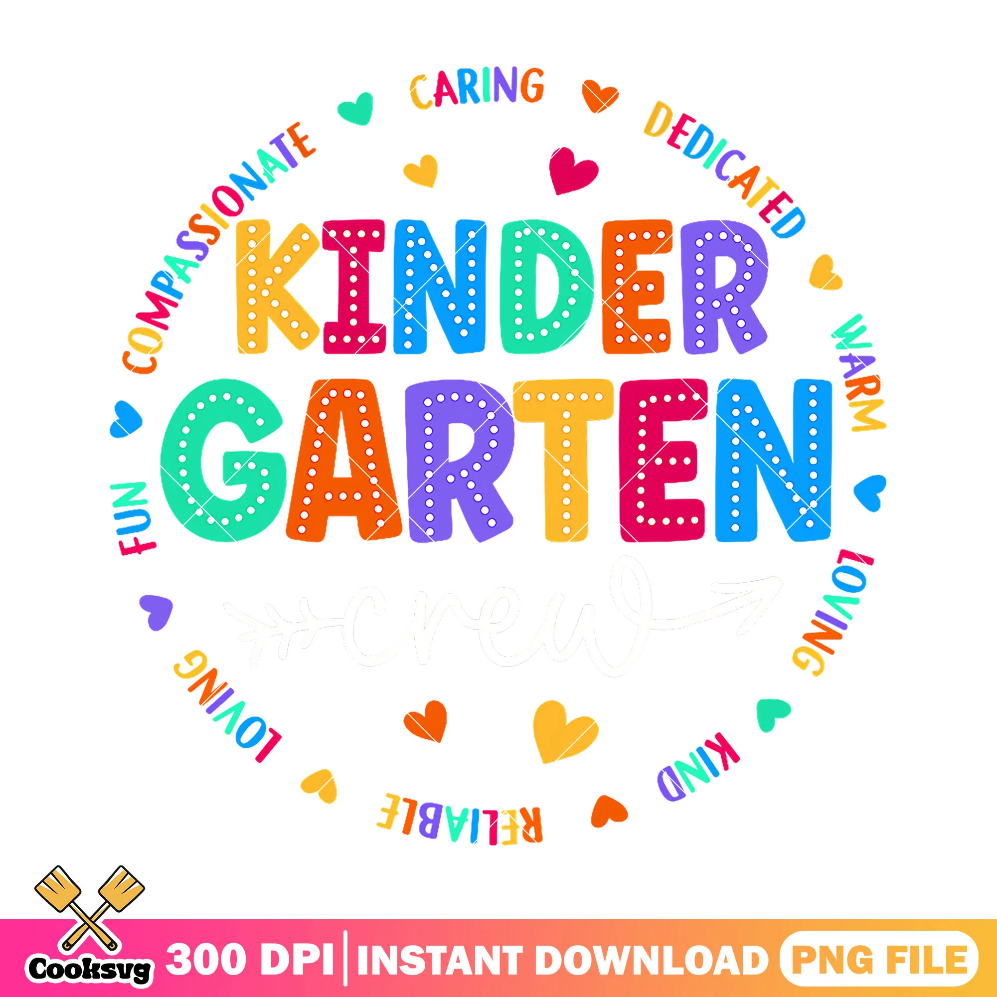 Colorful kindergarten crew png, go back to school png, font cute png