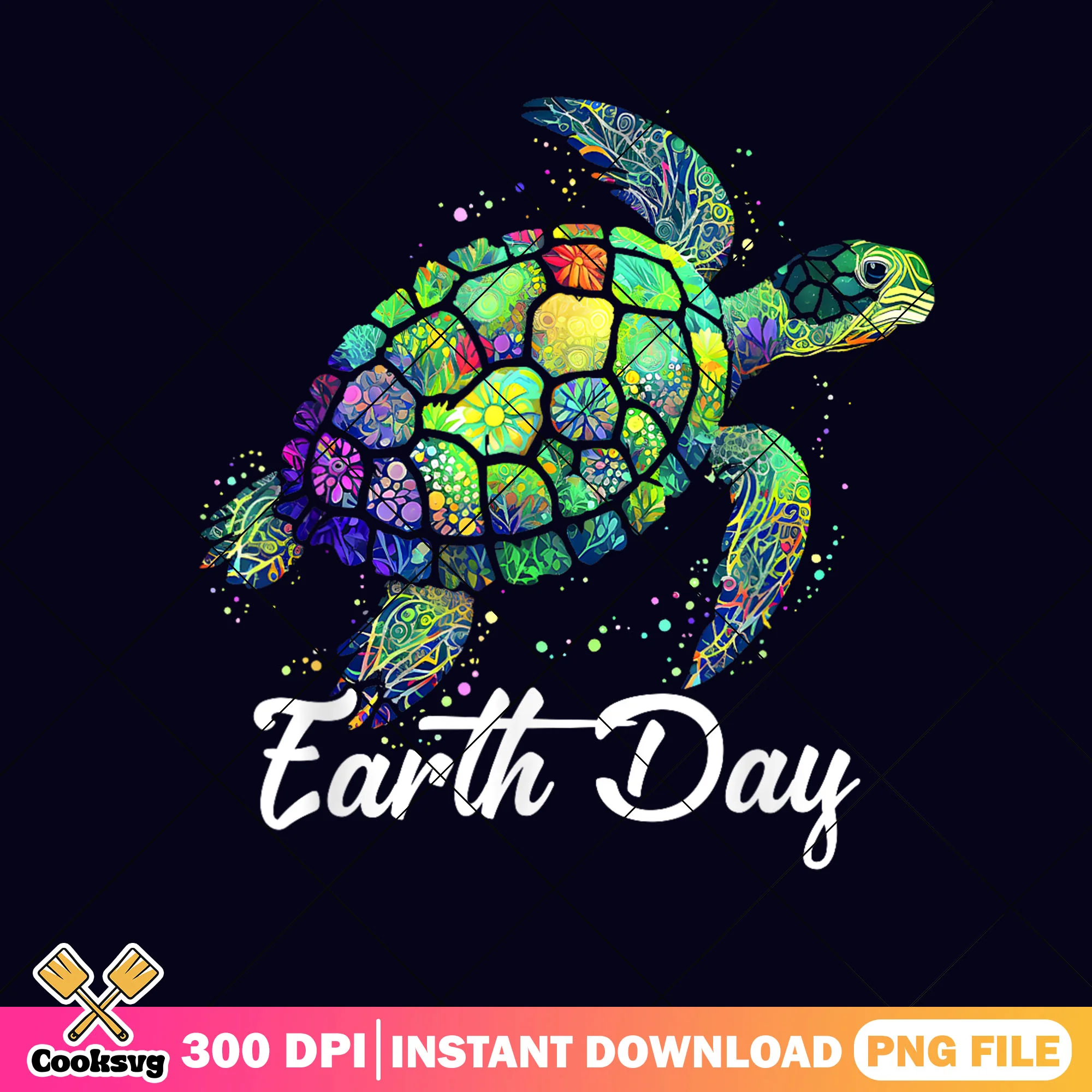 Colorful turtle undersea design png, when is earth day png